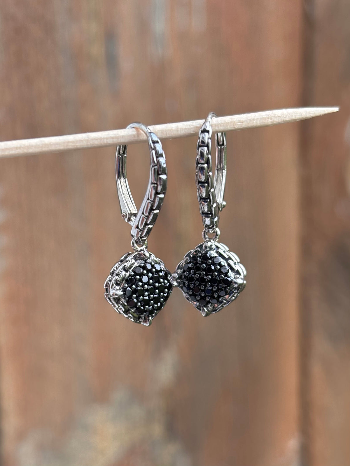 JAI by John Hardy Sterling Silver 0.60ctw Black Spinel Pavé Leverback Earrings
