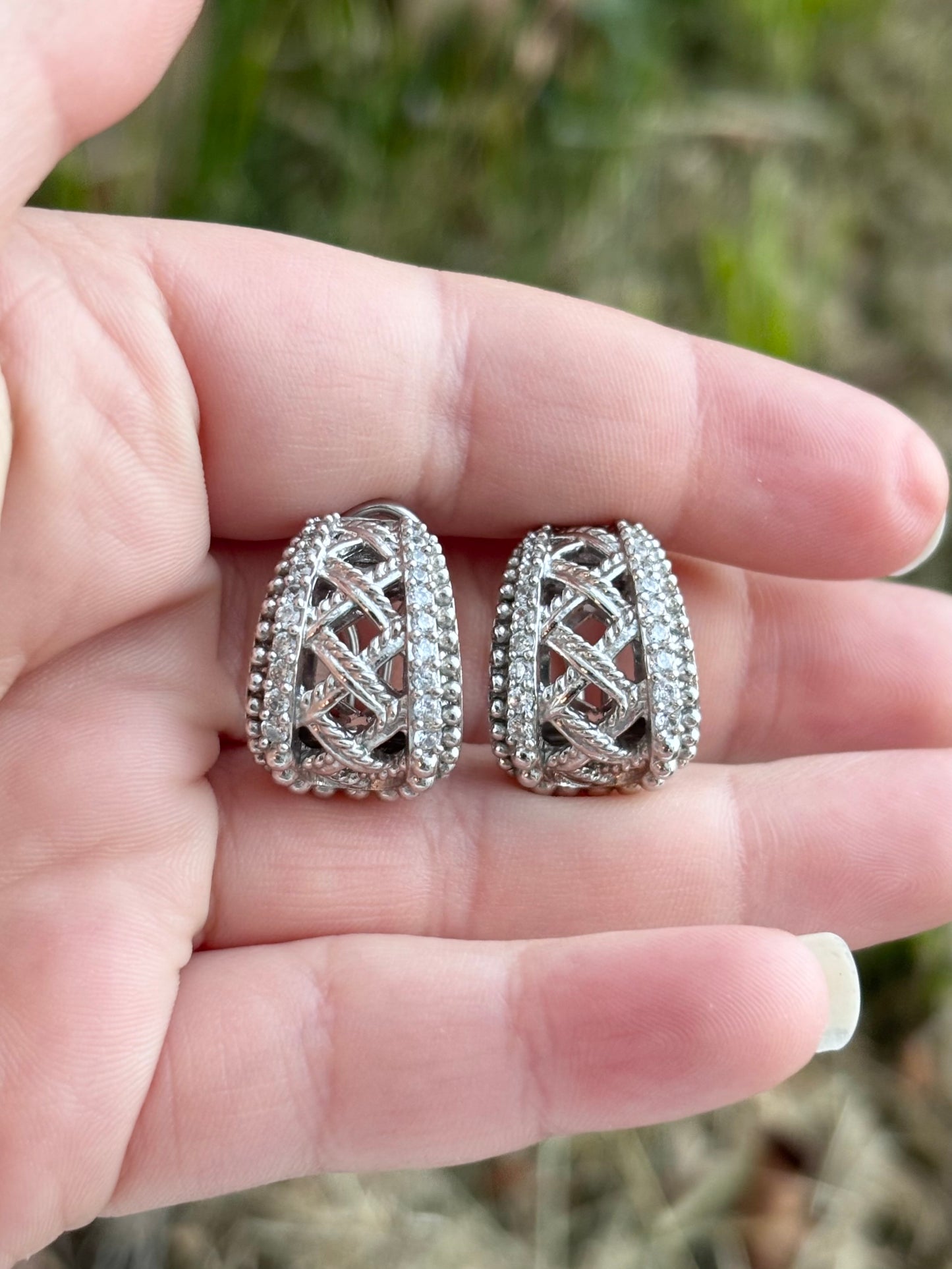 Judith Ripka Basketweave Diamonique Leverback Earrings