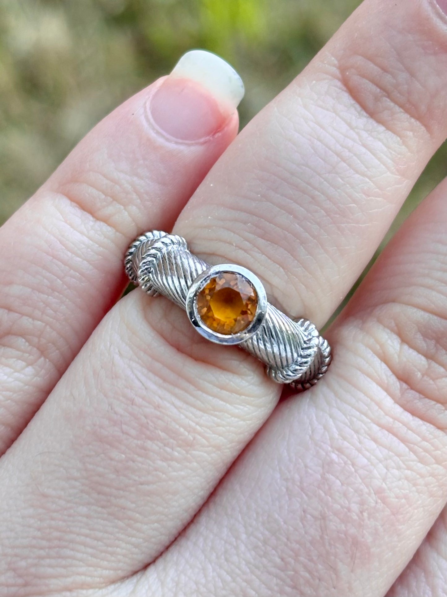 Judith Ripka Citrine Solitaire Cable Ring