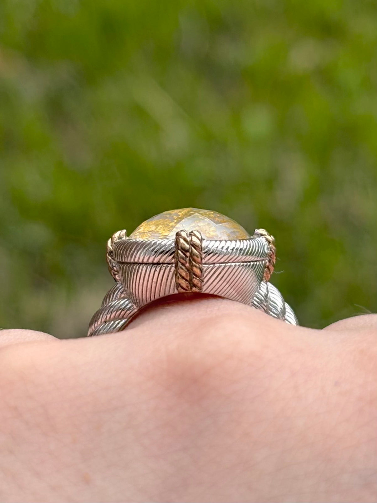 Judith Ripka Sterling Silver Quartz Gold Leaf MOP Doublet Ring