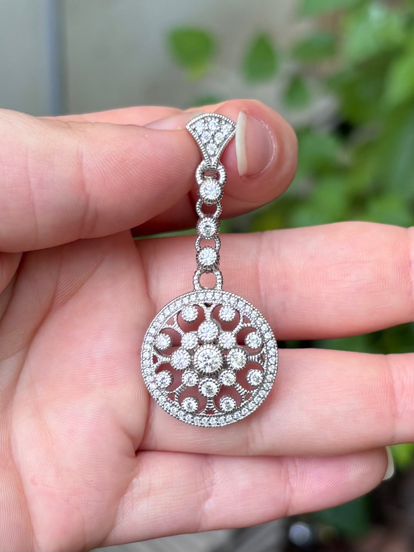 Judith Ripka Sterling Silver Diamonique Floral Medallion Pendant Enhancer