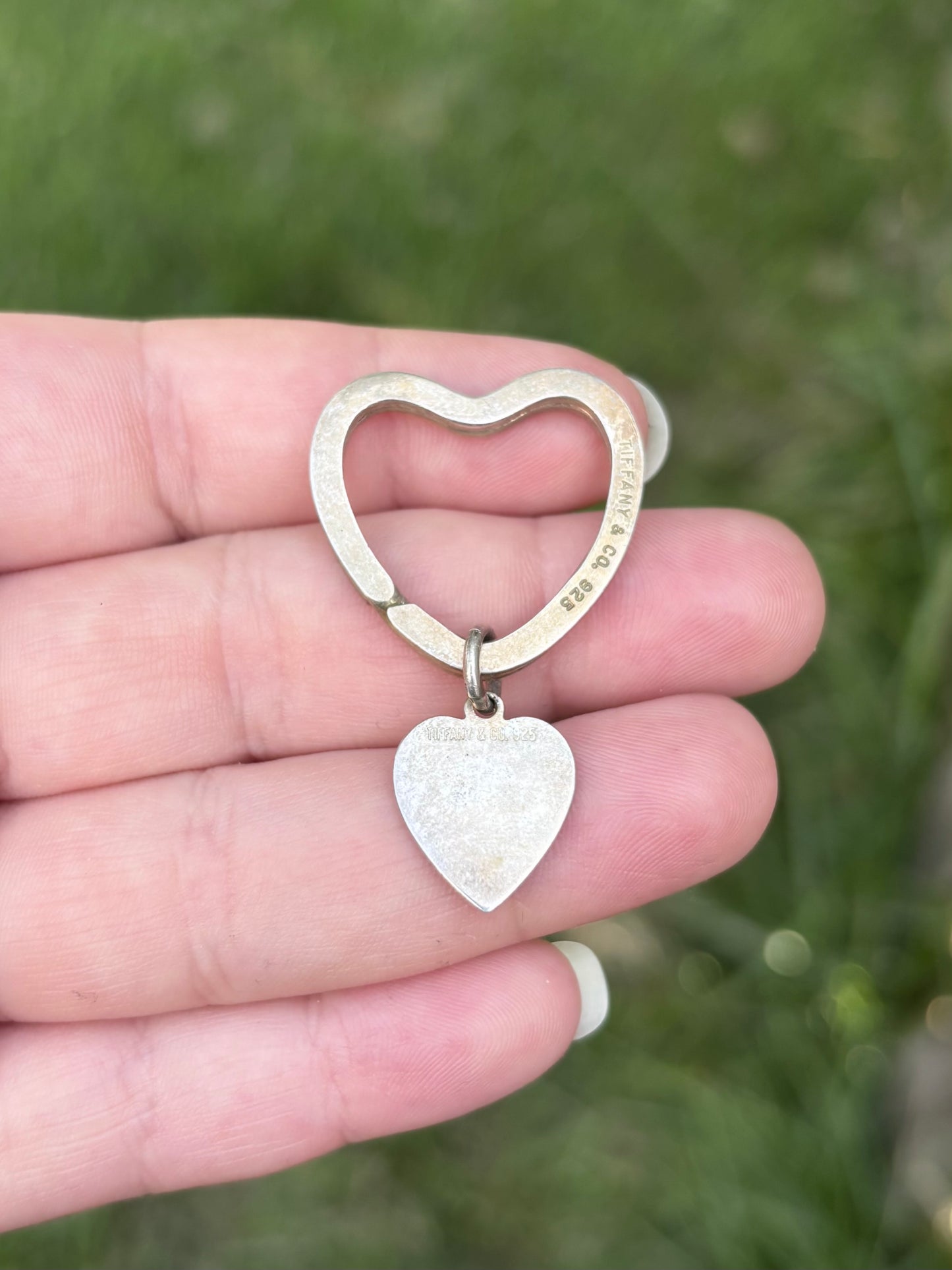 Tiffany & Co. Sterling Silver Heart Key Ring with Heart Charm