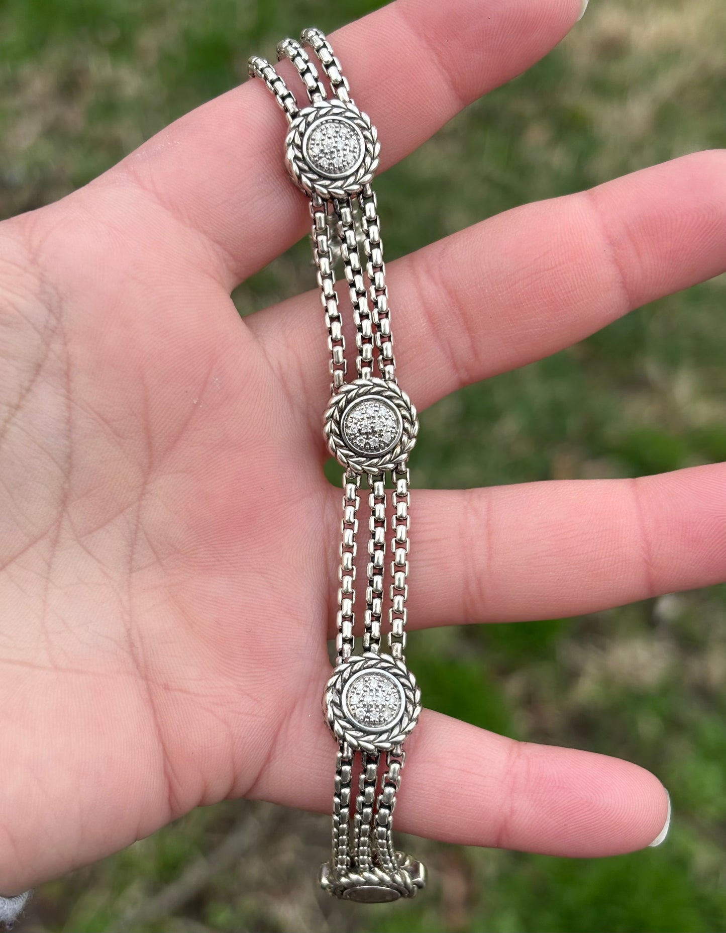 JAI by John Hardy Pave Diamonds in Braided Halo Station Bracelet