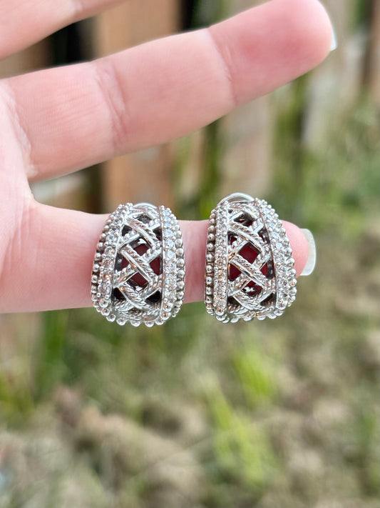 Judith Ripka Basketweave Diamonique Leverback Earrings