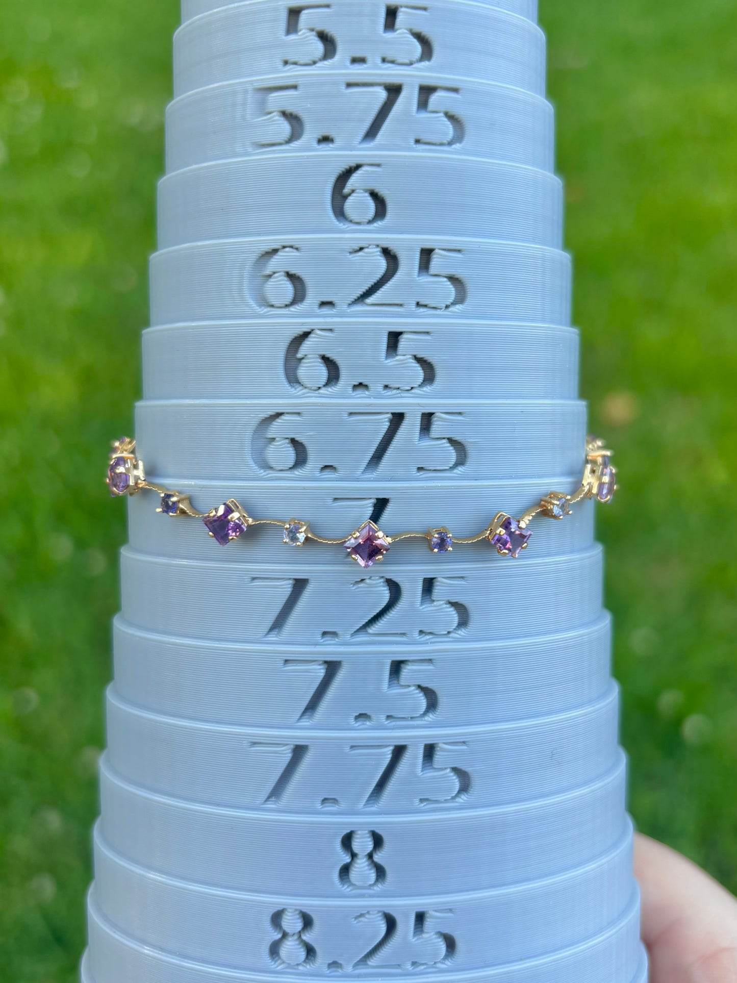 14K Gold Dainty Amethyst & Tanzanite Tennis Bracelet