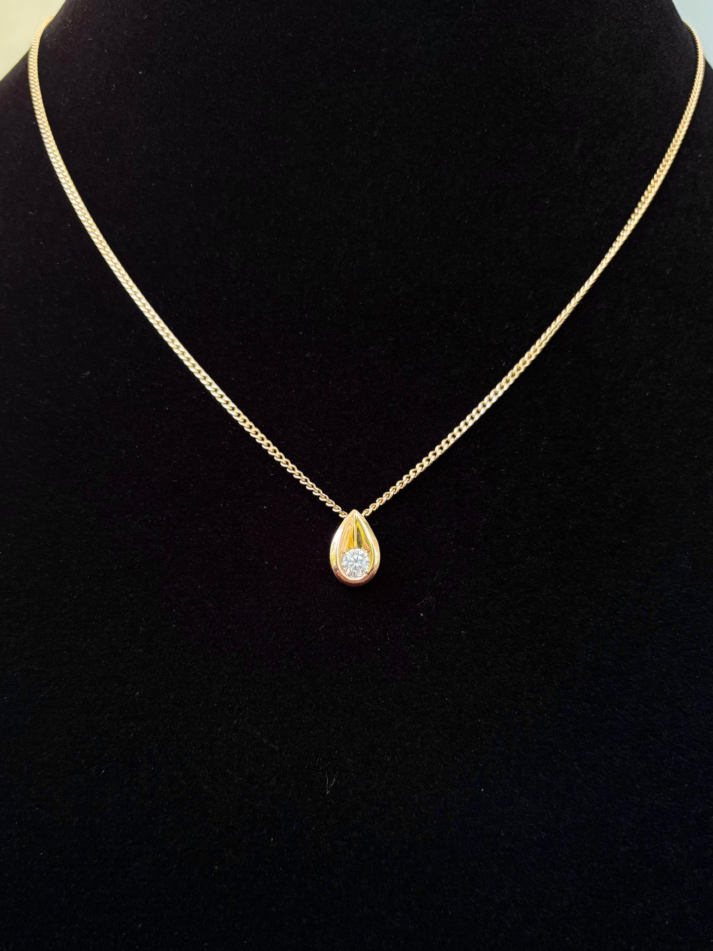 14K Gold Natural 0.25 CT Bezel Set Diamond Solitaire Necklace