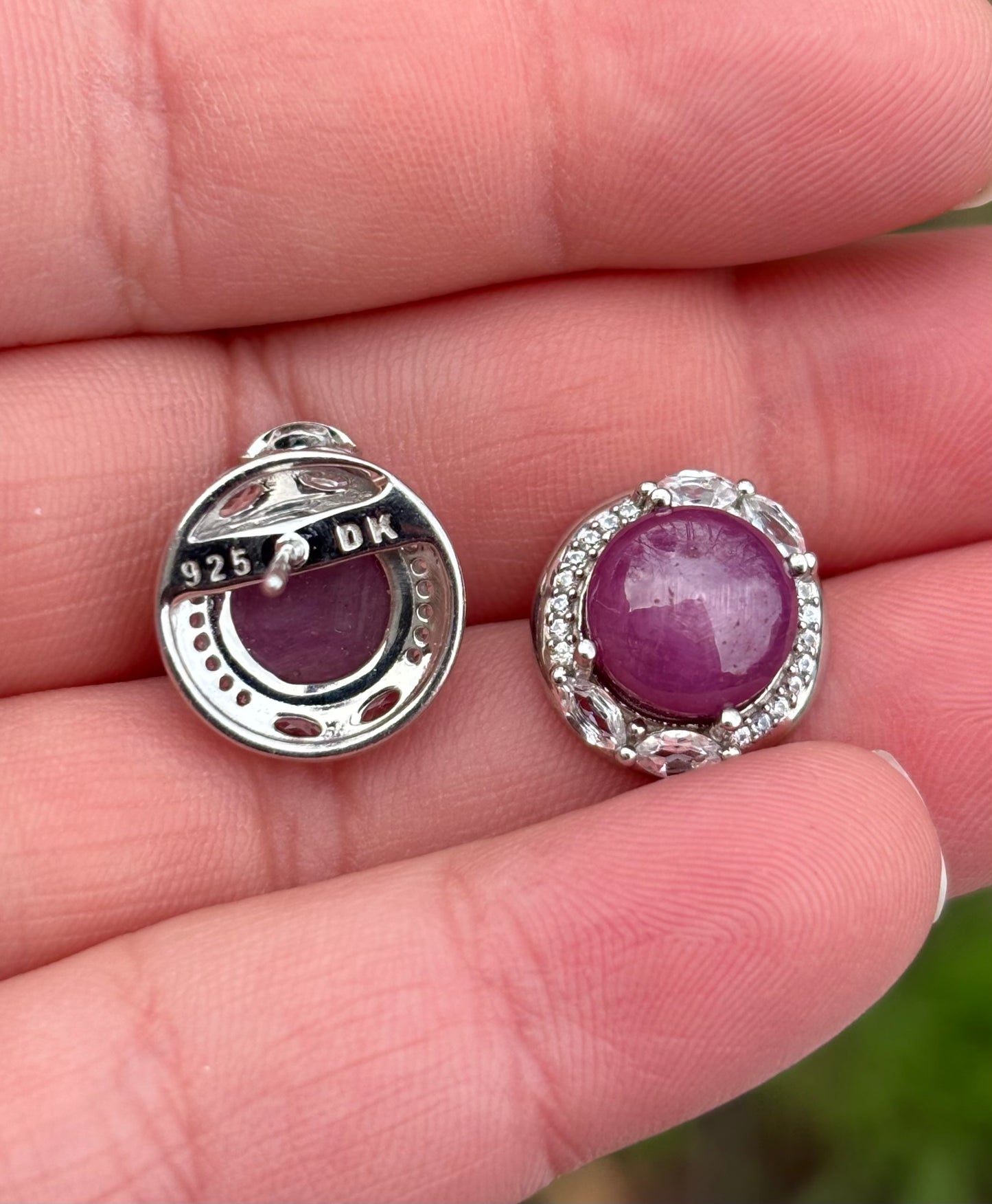 Star Rubies in Topaz Halos Earrings