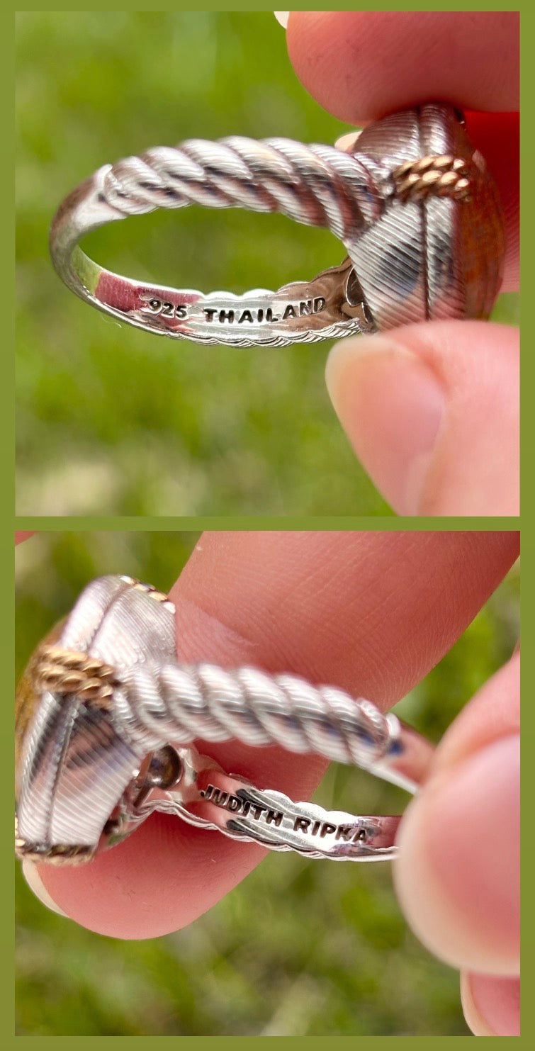 Judith Ripka Sterling Silver Quartz Gold Leaf MOP Doublet Ring
