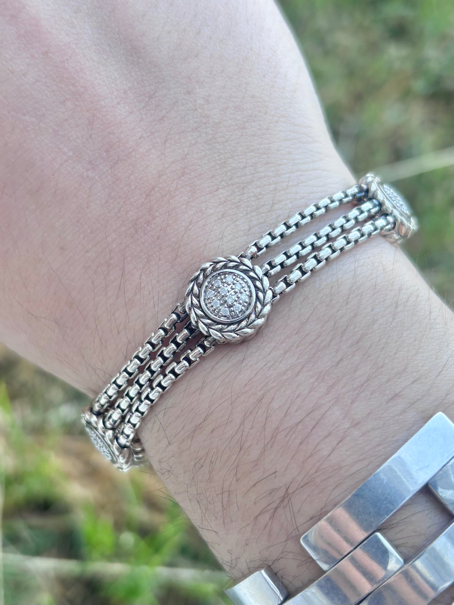 JAI by John Hardy Pave Diamonds in Braided Halo Station Bracelet