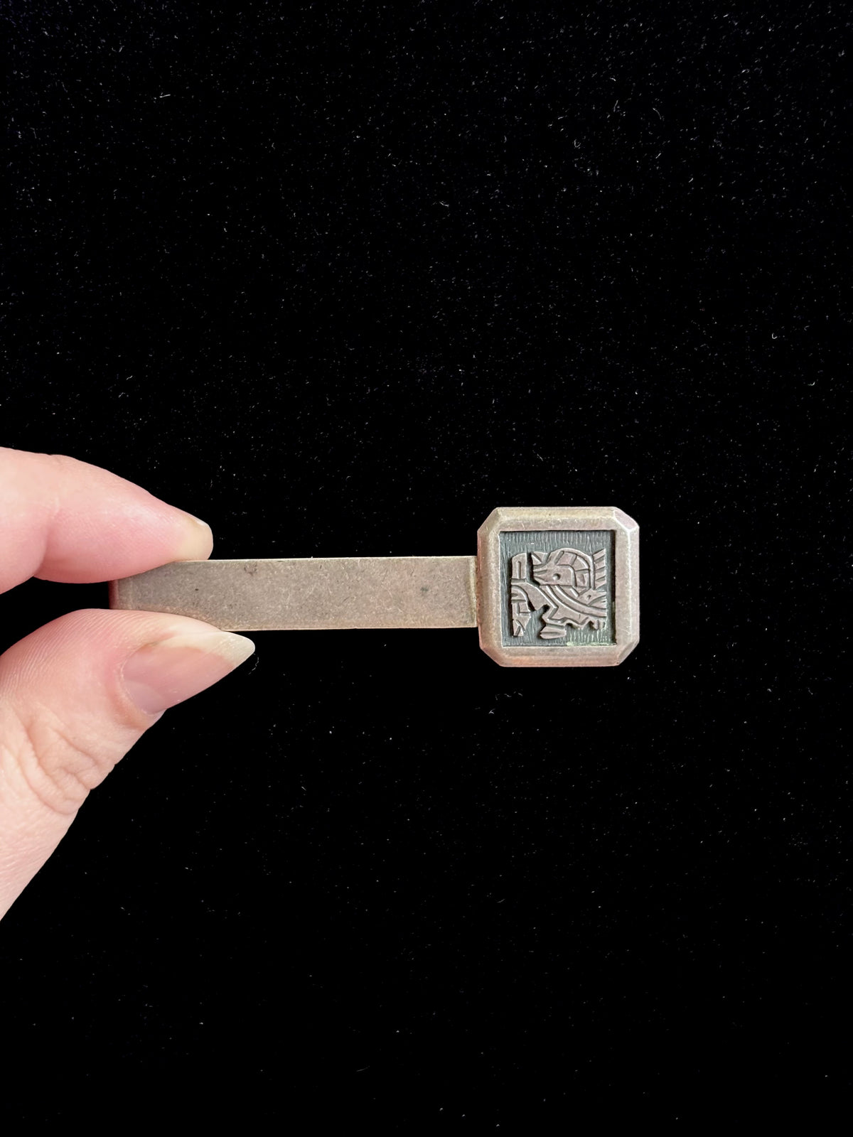 Vintage Peruvian 925 Sterling Silver Geometric Bird Tie Clip