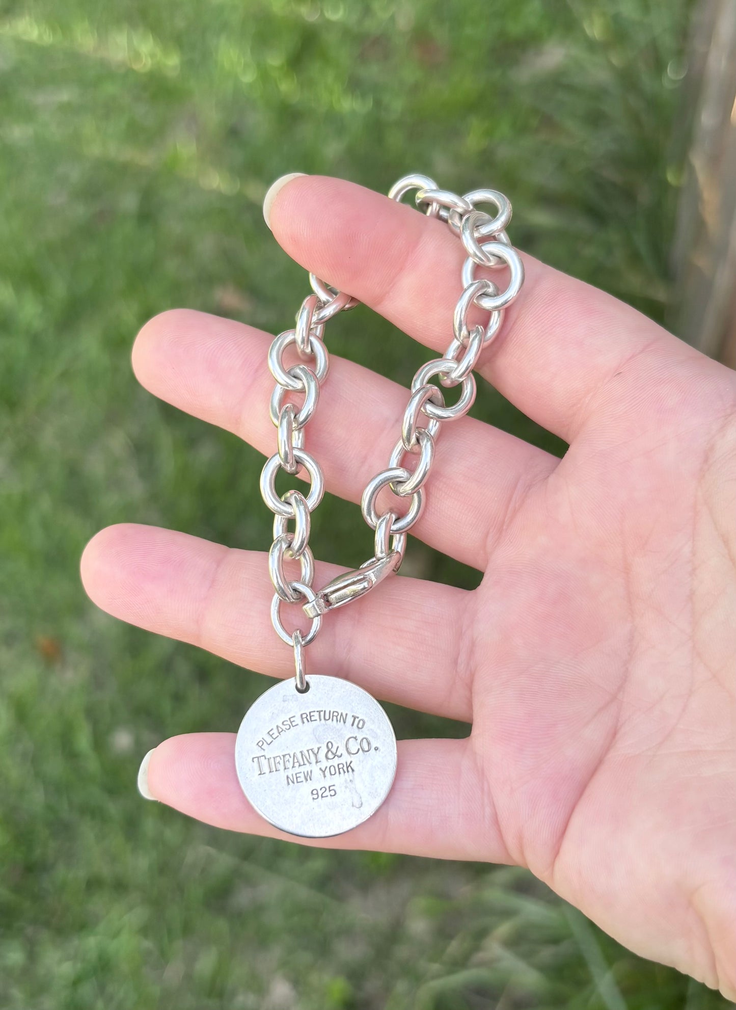 Vintage Tiffany & Co. Sterling Silver Please Return to Tiffany Circle Tag Bracelet — Engraved