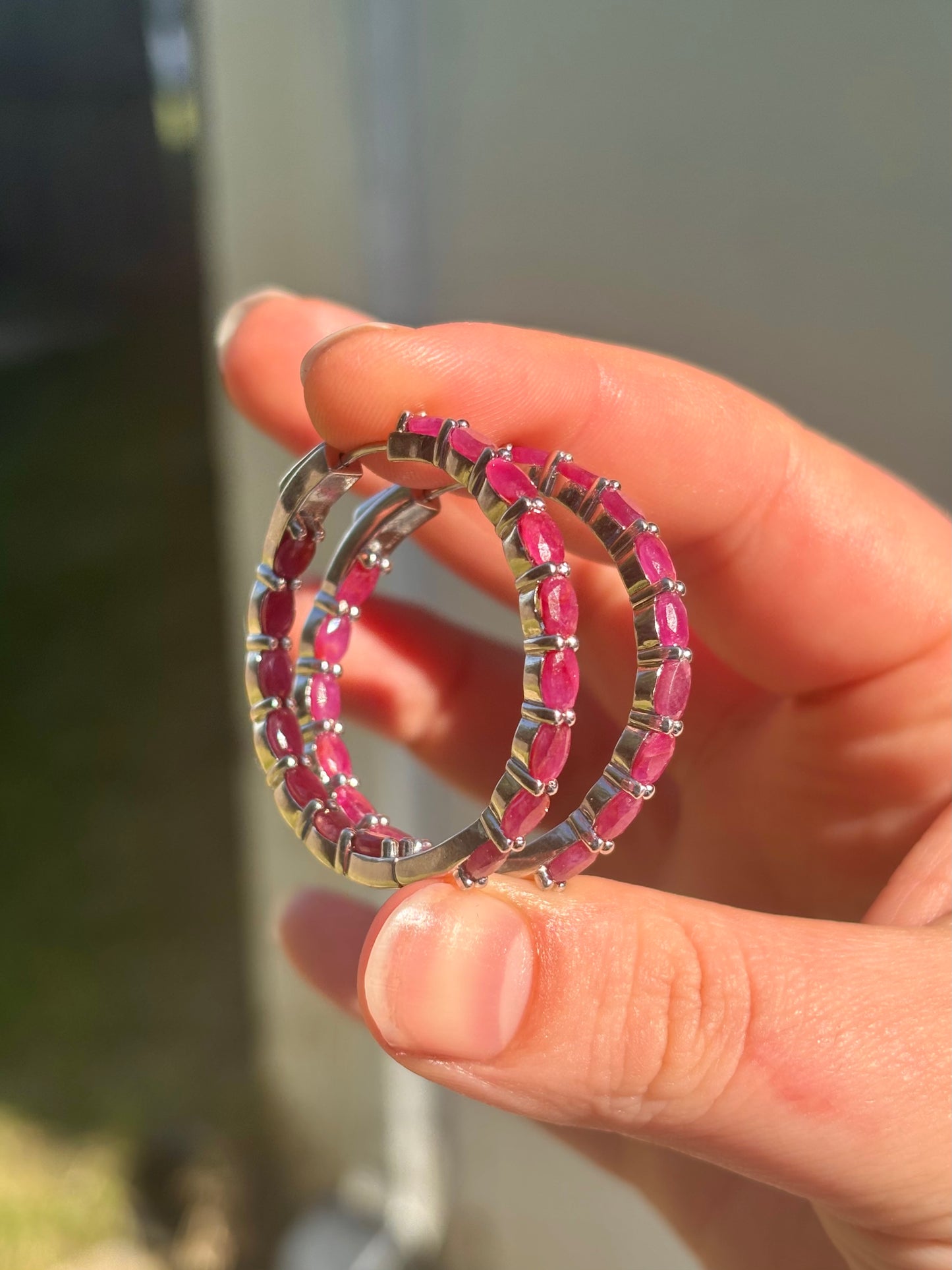 Natural Ruby Hoops