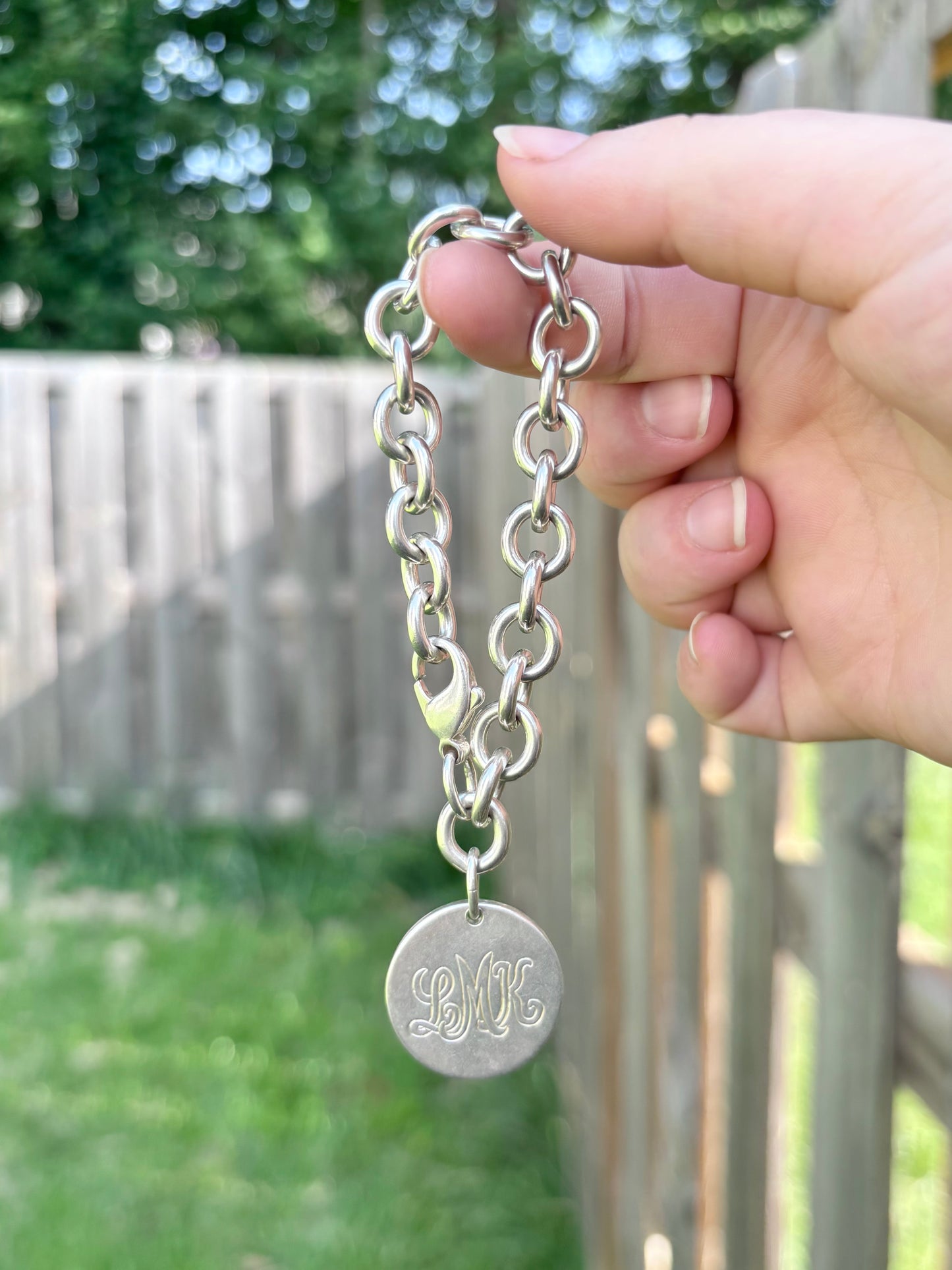 Vintage Tiffany & Co. Sterling Silver Circle Tag Bracelet —Engraved