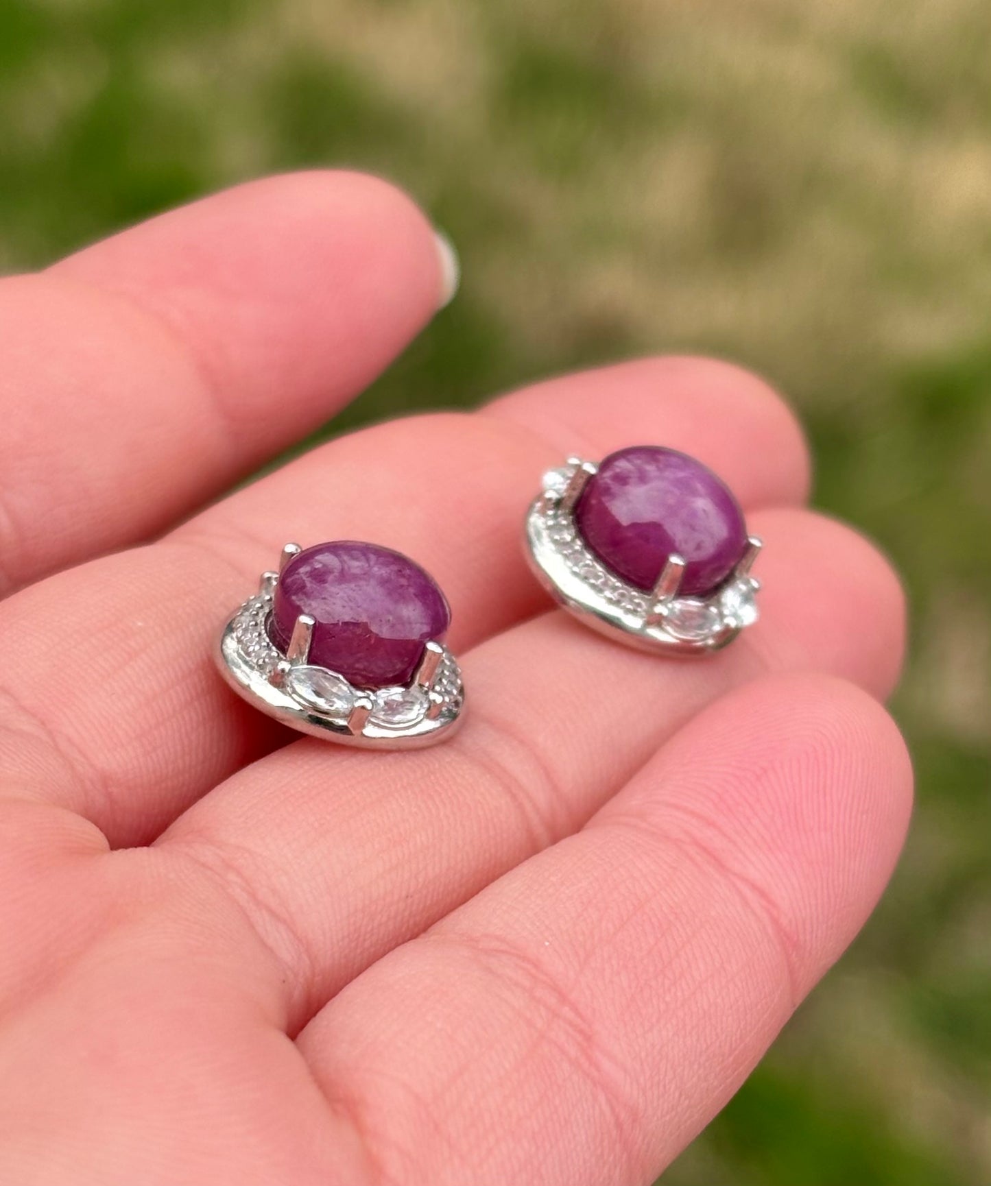 Star Rubies in Topaz Halos Earrings