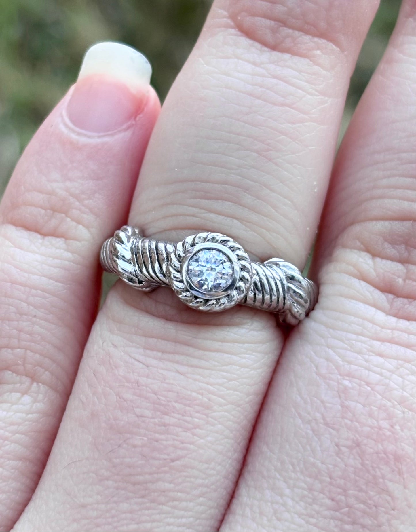 Judith Ripka Diamonique Solitaire Cable Ring