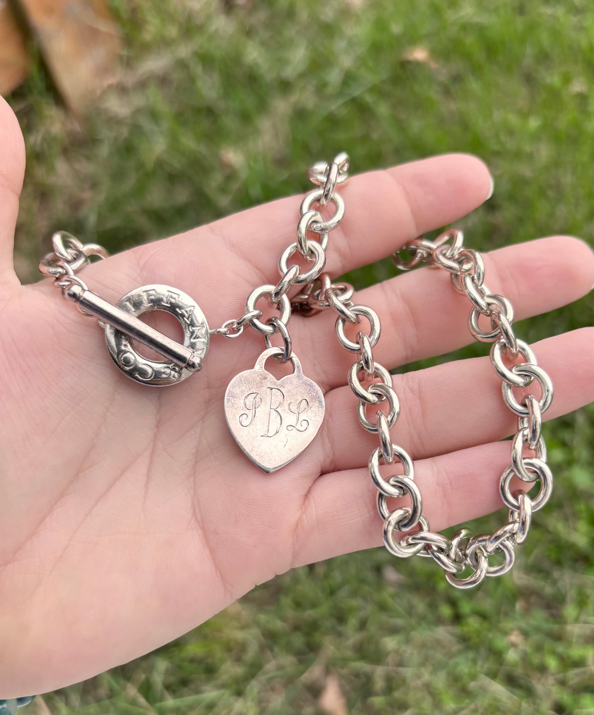 Tiffany & Co. Sterling Silver Heart Tag Toggle Link Necklace - Engraved