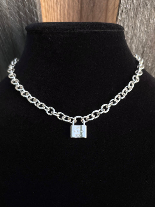 Tiffany & Co. Sterling Silver 1837 Lock Necklace with Functional Clasp Centerpiece