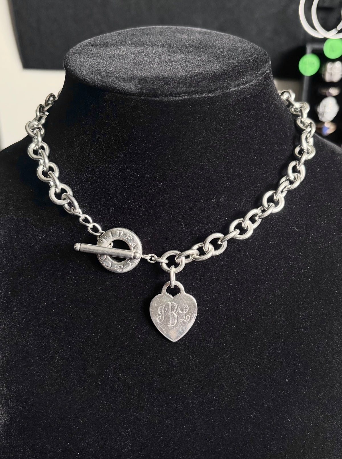 Tiffany & Co. Sterling Silver Heart Tag Toggle Link Necklace - Engraved