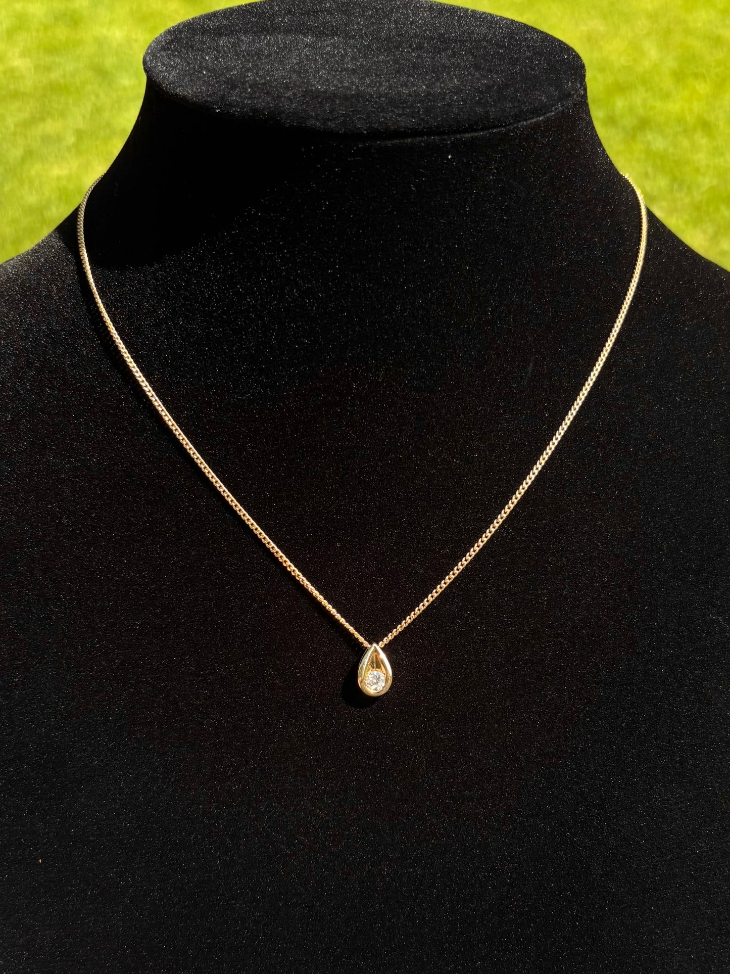 14K Gold Natural 0.25 CT Bezel Set Diamond Solitaire Necklace