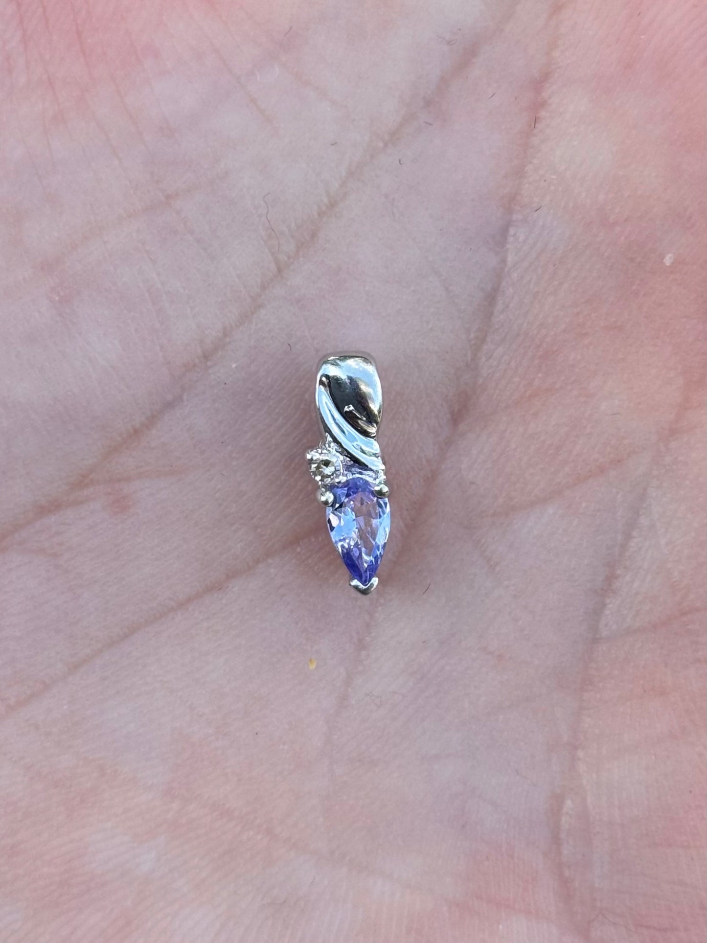 10K White Gold Pear Cut Tanzanite Diamond Pendant