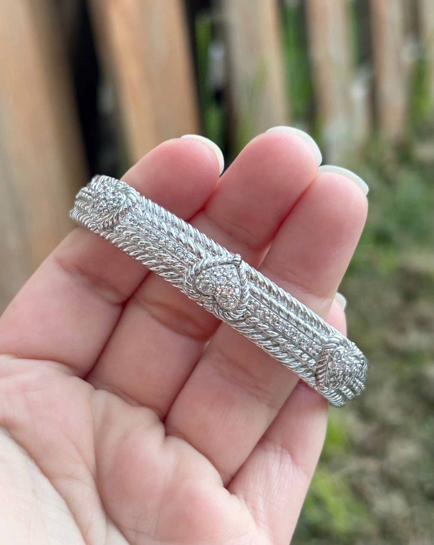 Judith Ripka "Diamond" Heart Bangle