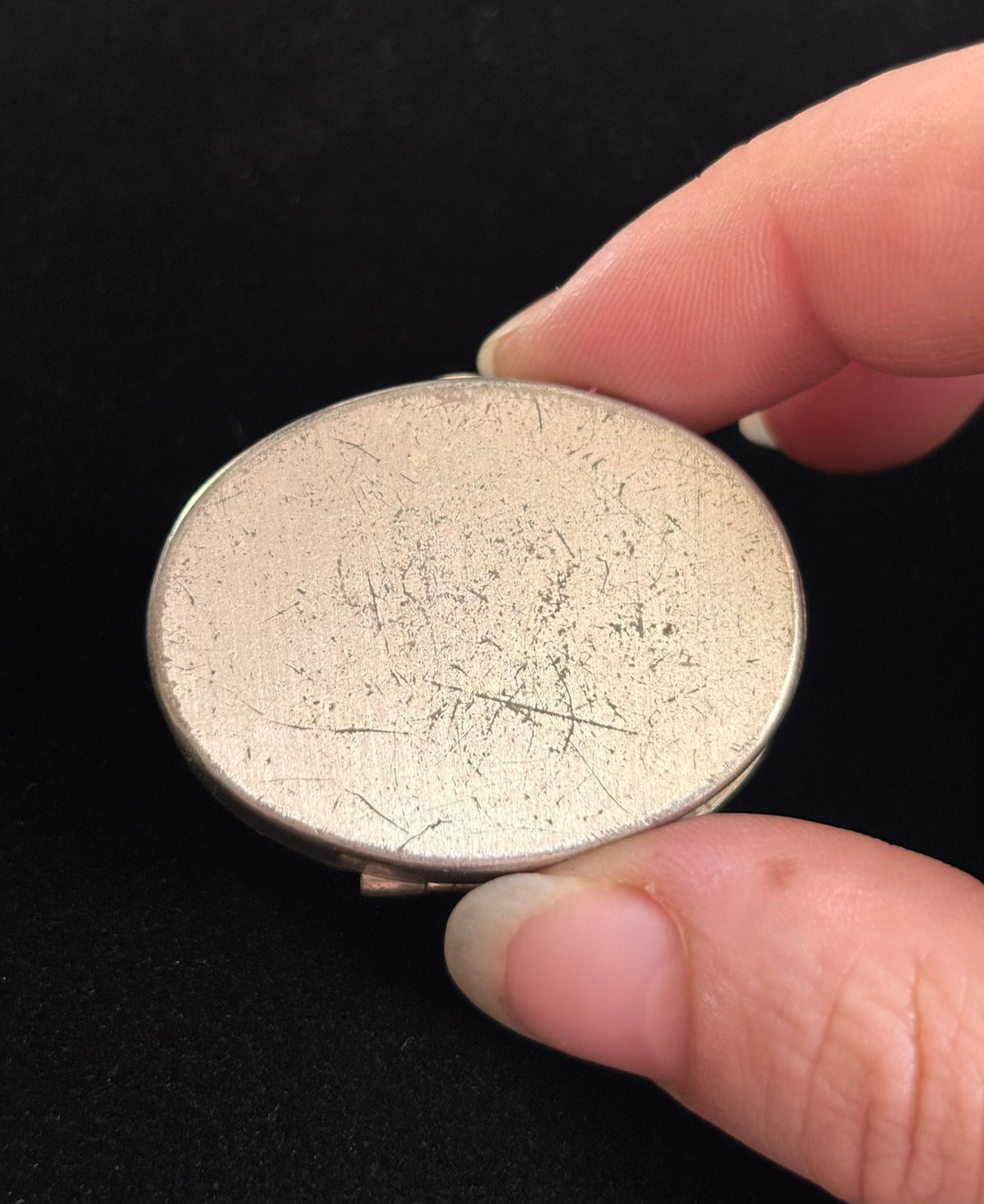 Vintage Sterling Silver Oval Pill Trinket Keepsake Box