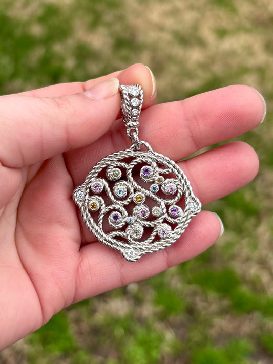 Judith Ripka Multi-Gemstone Swirly Pendant
