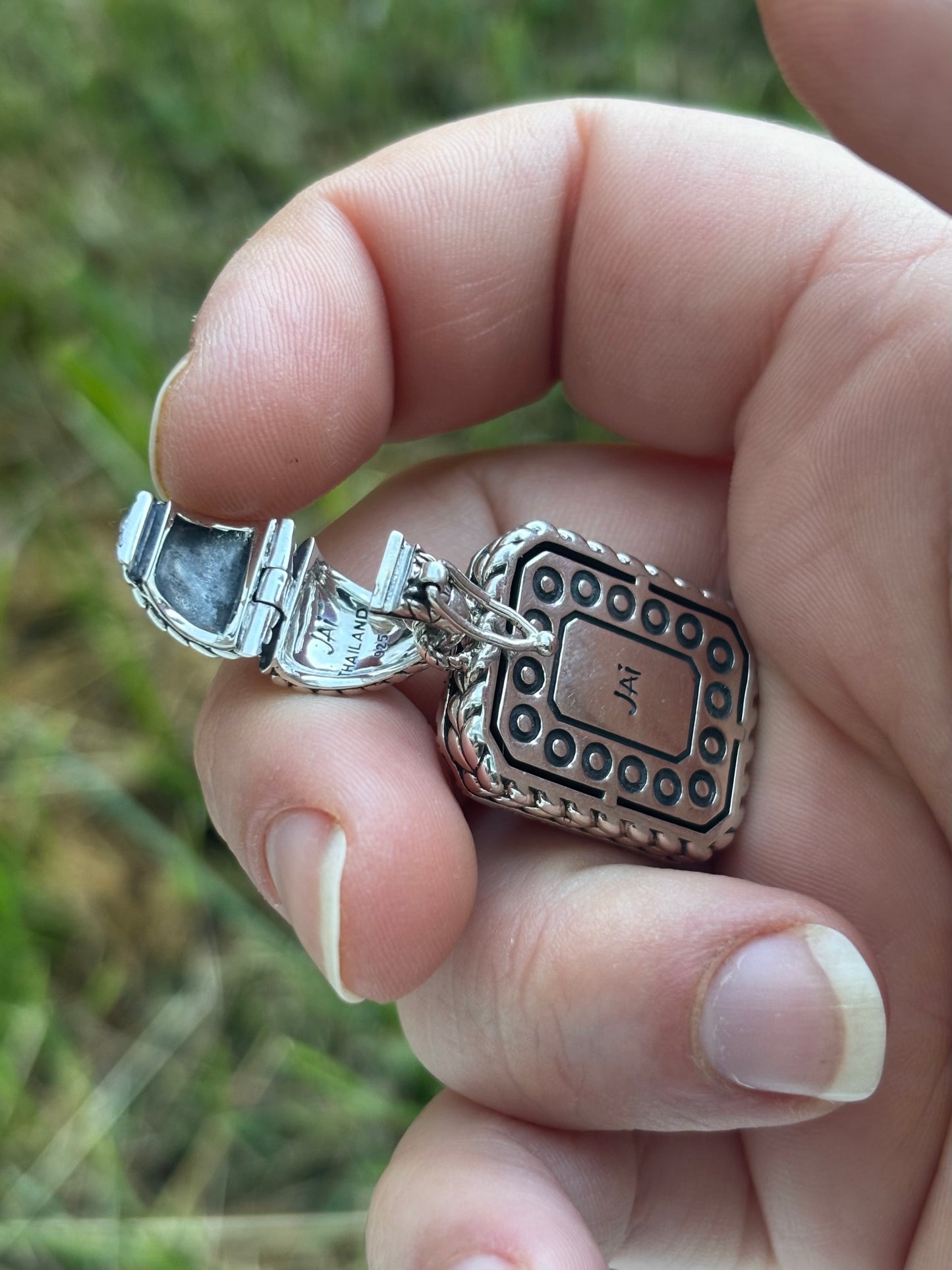 JAI by John Hardy Hammered and Studded Rectangular Pendant