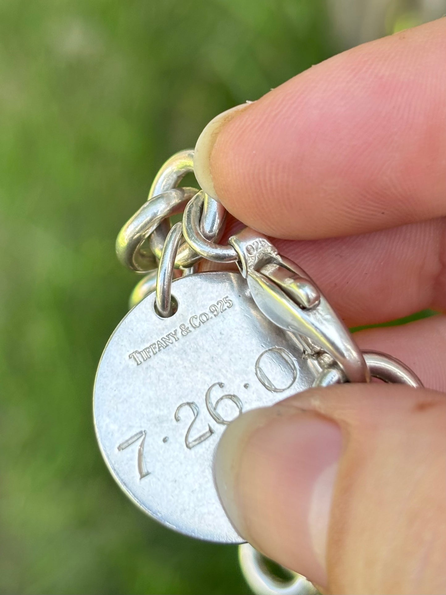 Vintage Tiffany & Co. Sterling Silver Circle Tag Bracelet —Engraved