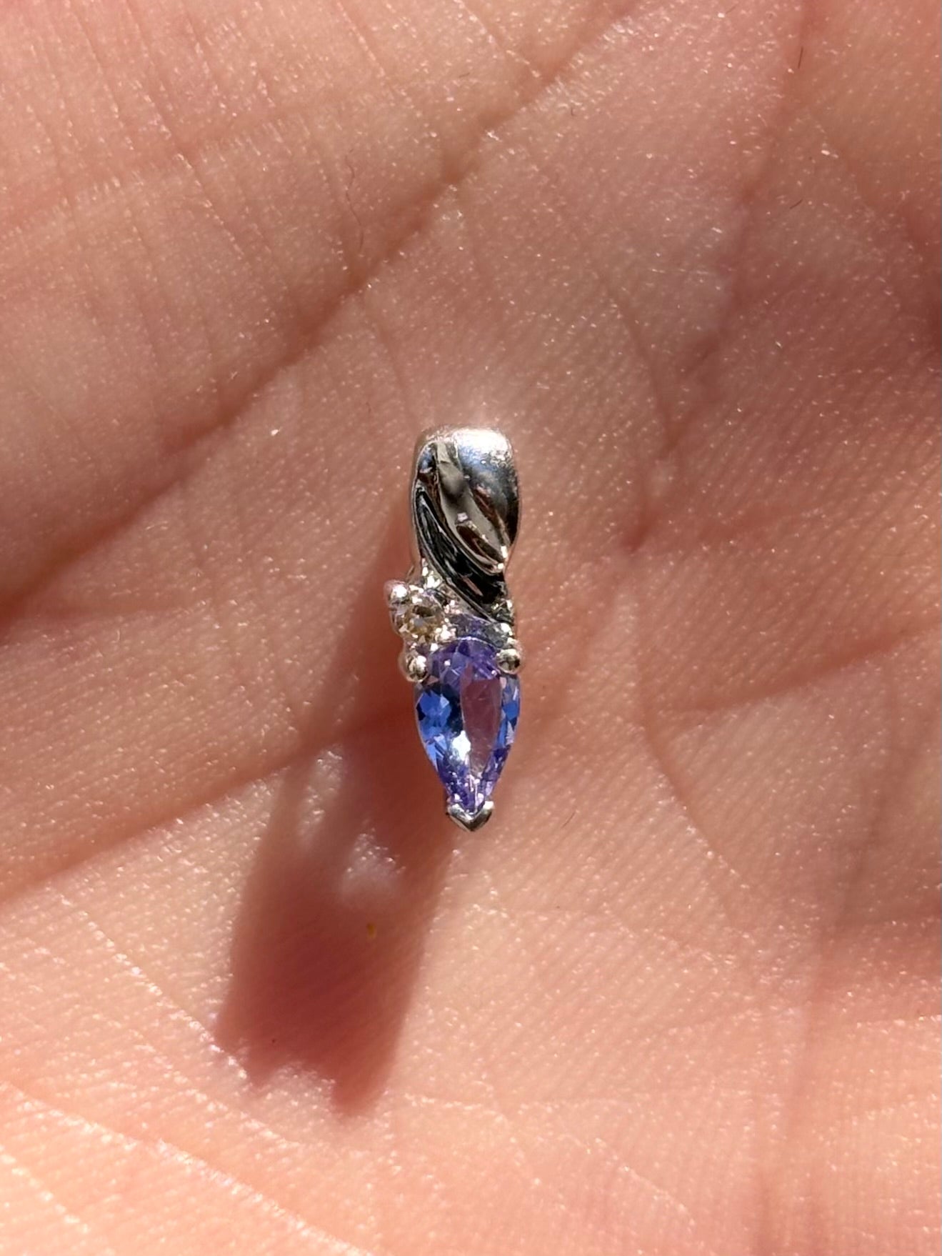 10K White Gold Pear Cut Tanzanite Diamond Pendant