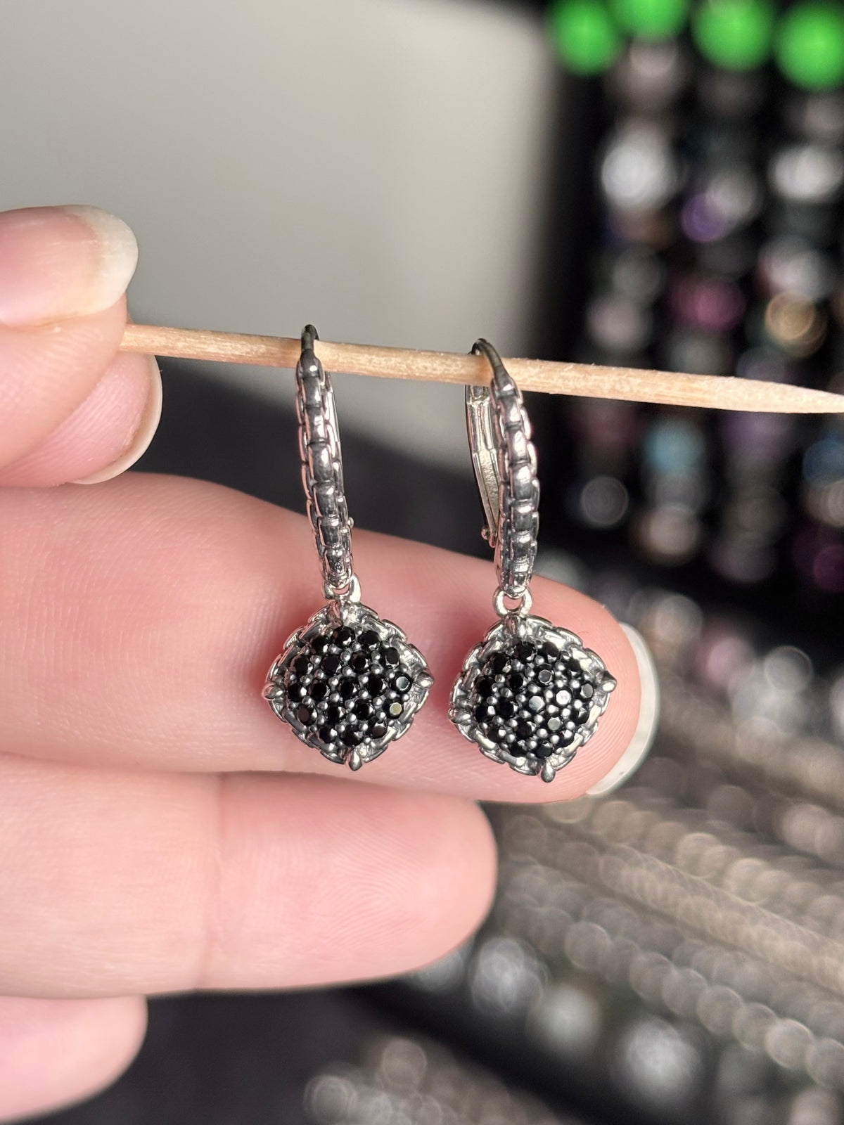 JAI by John Hardy Sterling Silver 0.60ctw Black Spinel Pavé Leverback Earrings