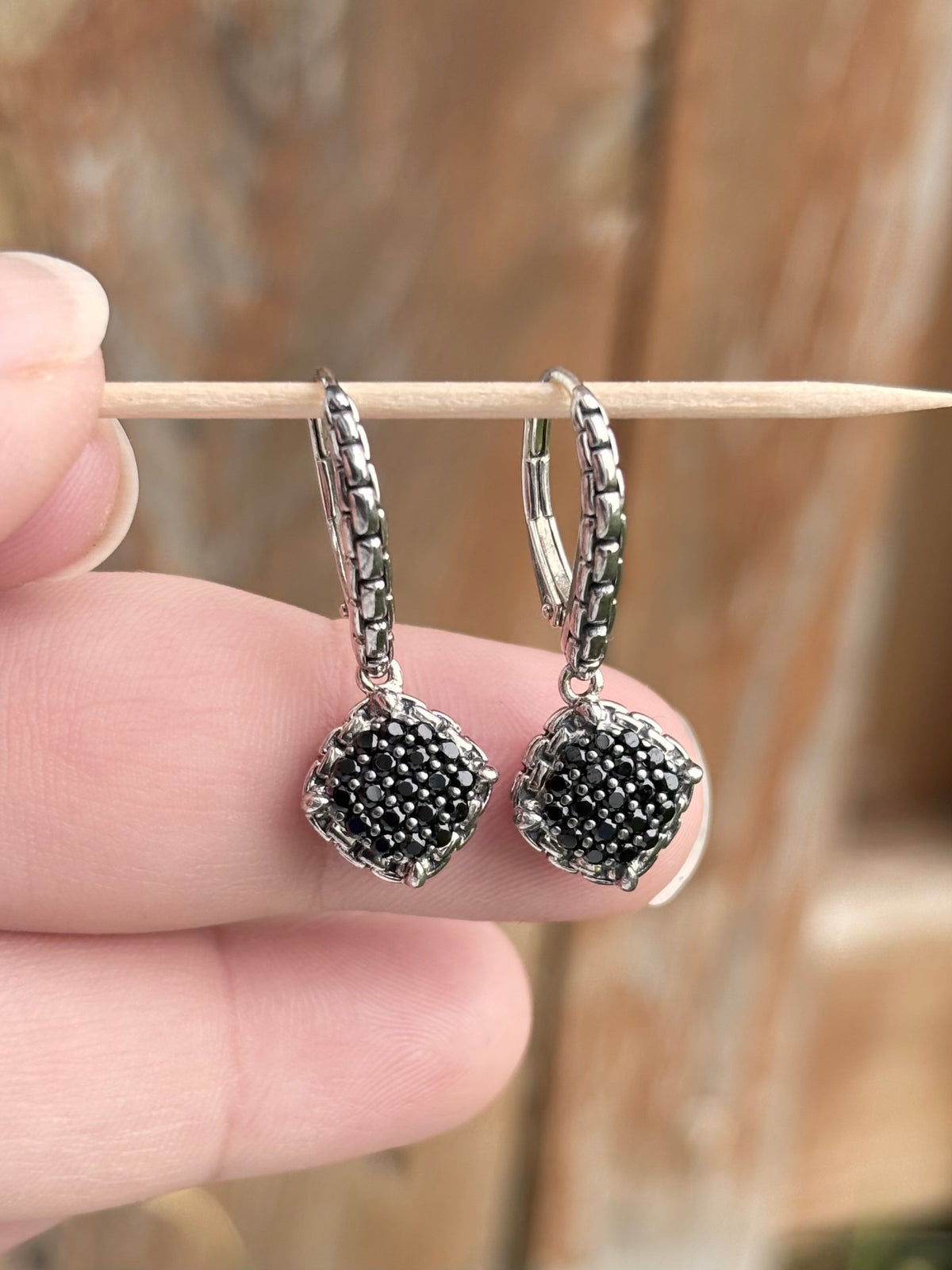 JAI by John Hardy Sterling Silver 0.60ctw Black Spinel Pavé Leverback Earrings