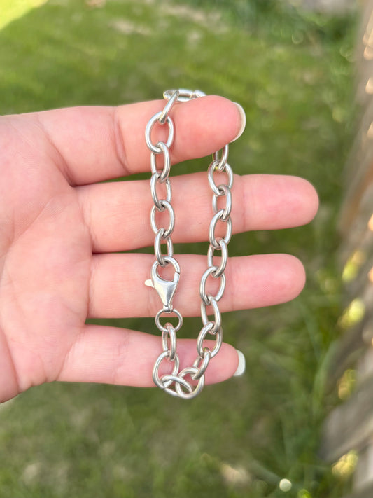 Sterling Silver Oval Link Bracelet - Marked