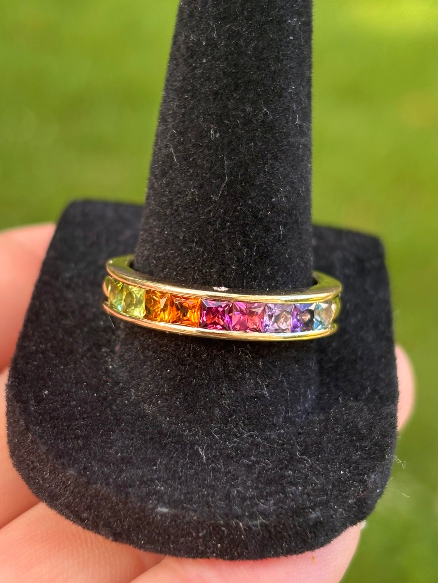 18k Gold Channel Set Multi-Gemstone Ring