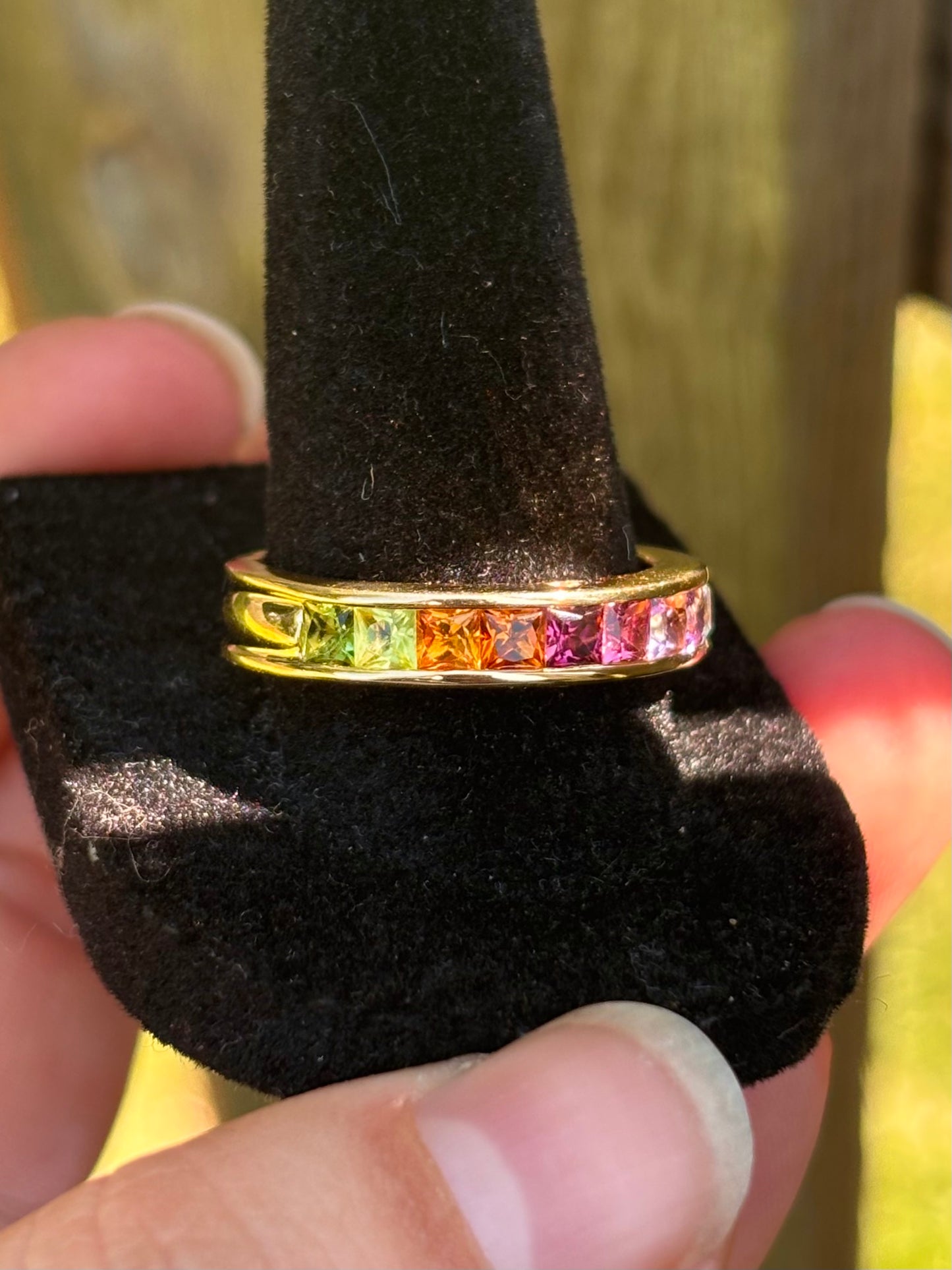 18k Gold Channel Set Multi-Gemstone Ring