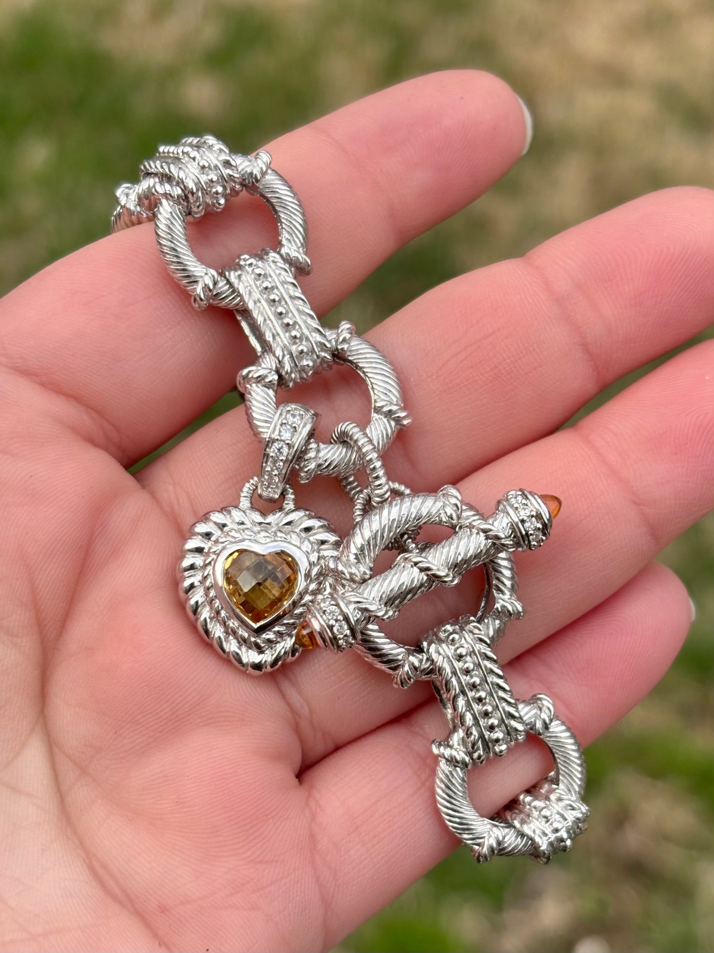 Judith Ripka Citrine Heart Toggle Bracelet