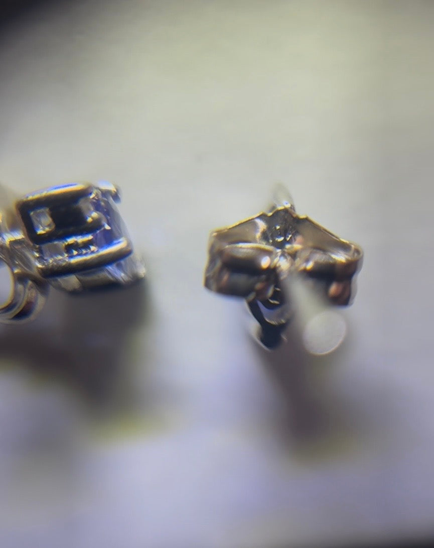 10k White Gold Pear Cut Tanzanite & Diamond Stud Earrings
