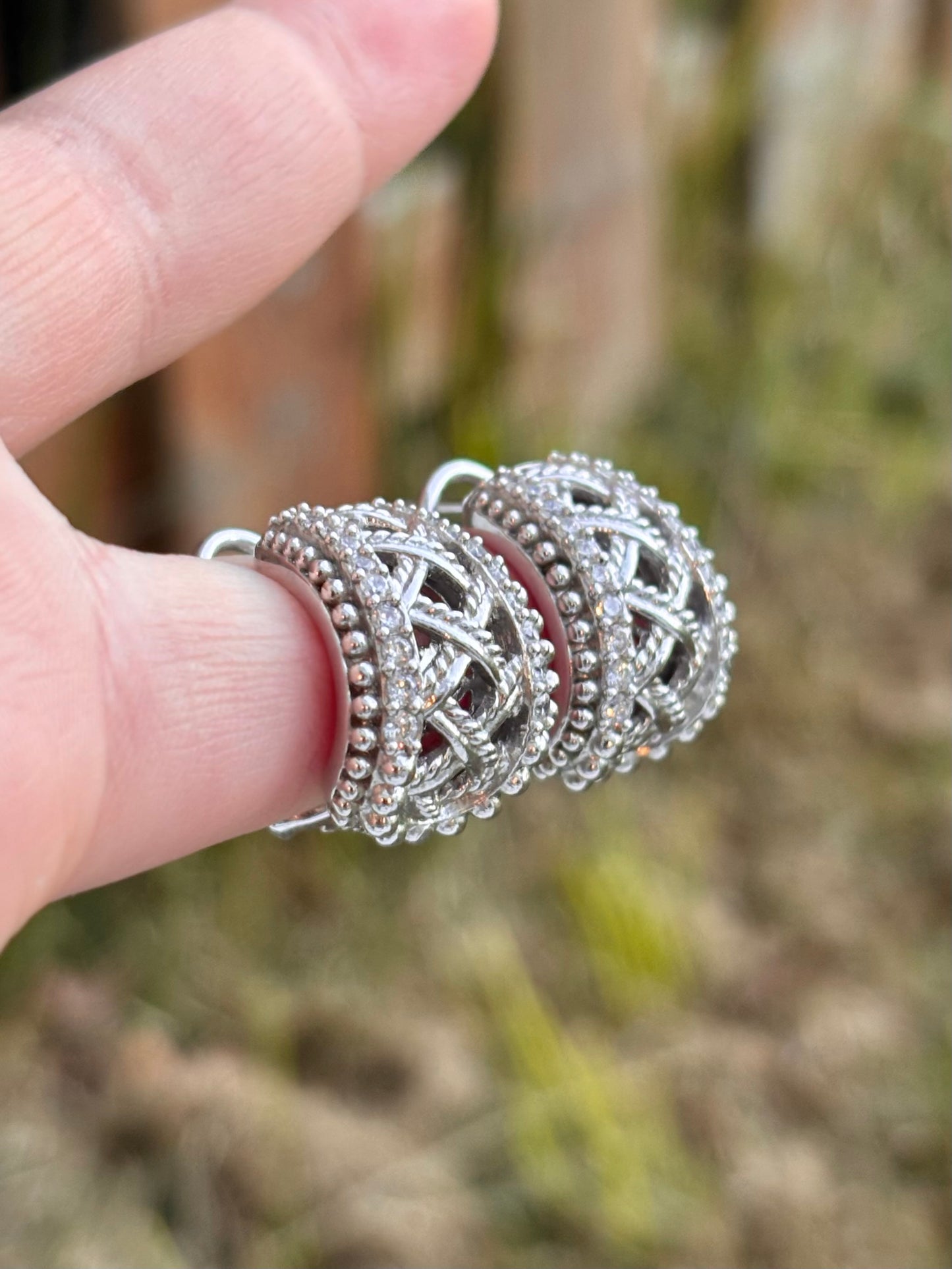 Judith Ripka Basketweave Diamonique Leverback Earrings