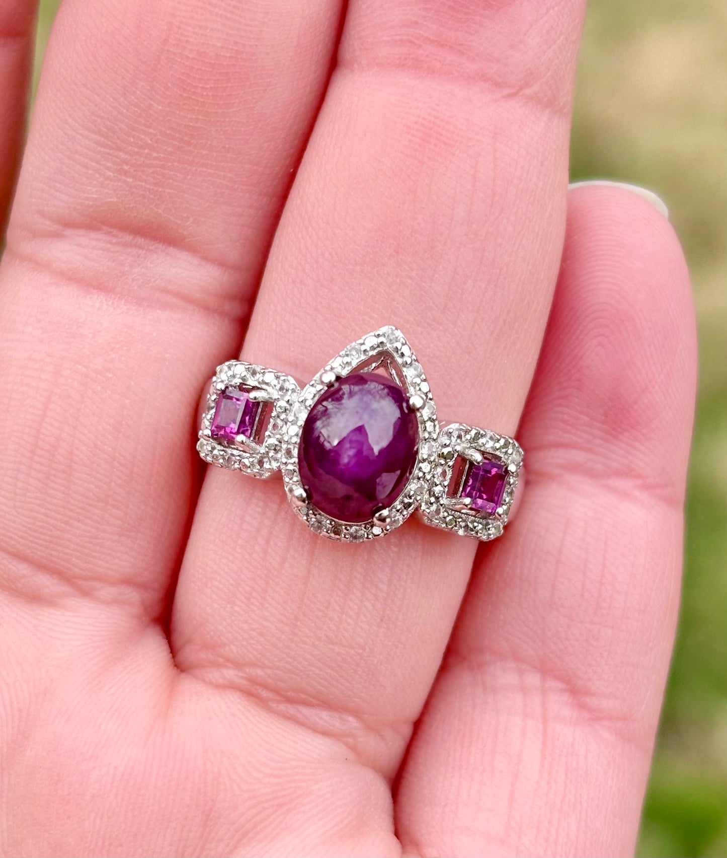 Star Ruby and Rhodolite Garnet Ring