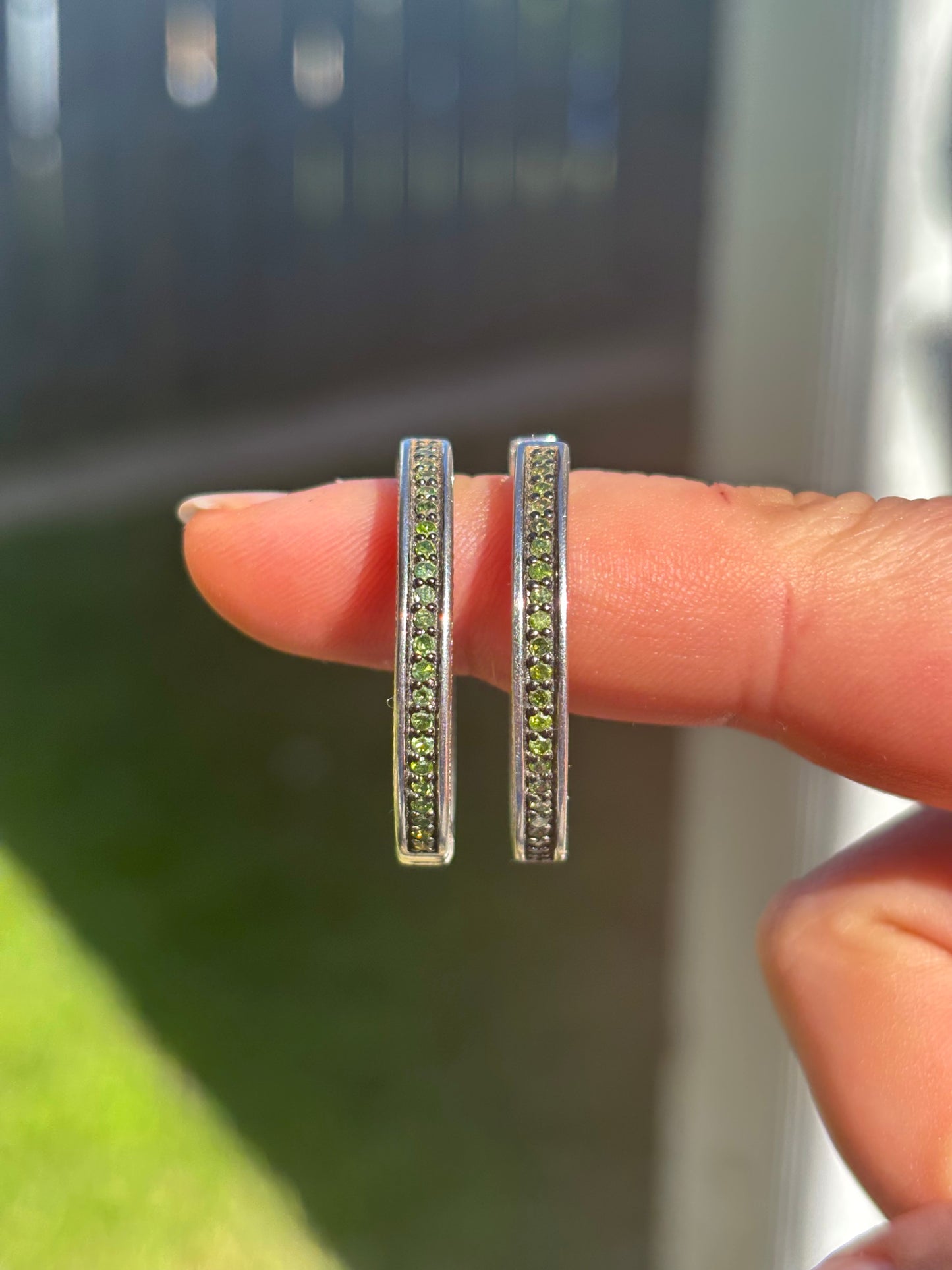 Green Diamond Hoops