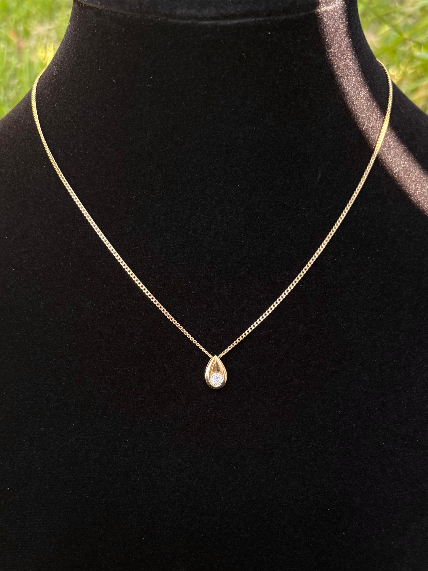 14K Gold Natural 0.25 CT Bezel Set Diamond Solitaire Necklace