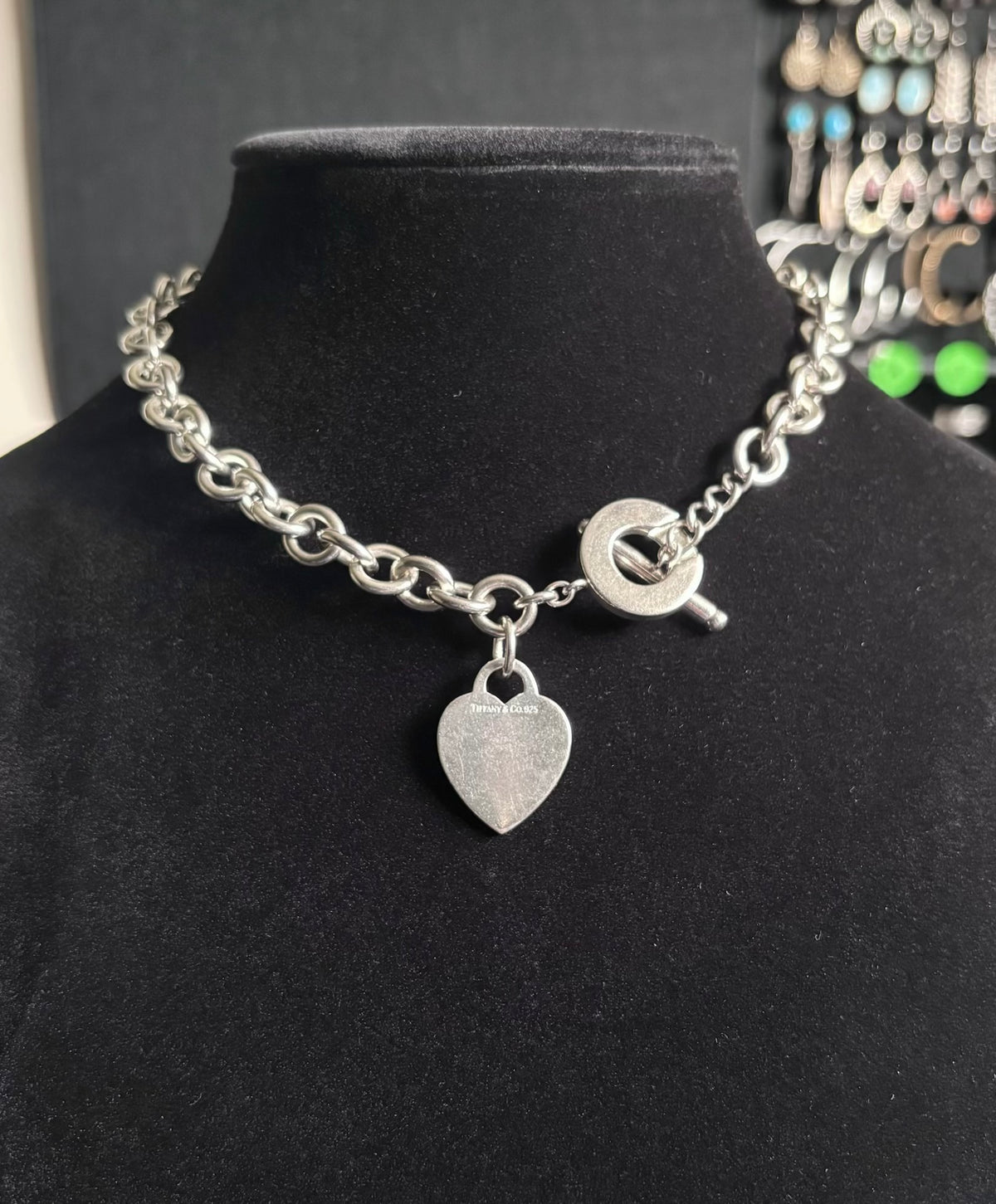 Tiffany & Co. Sterling Silver Heart Tag Toggle Link Necklace - Engraved