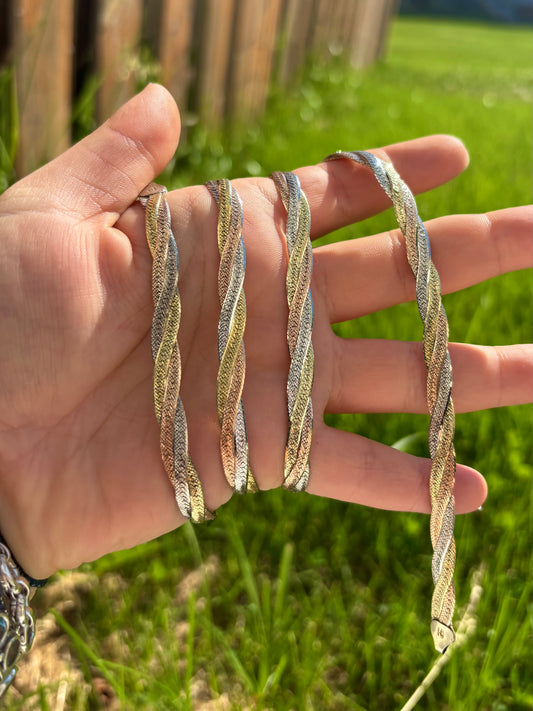 Cadenas de espiga trenzada con corte de diamante tricolor (¡2 tamaños!)