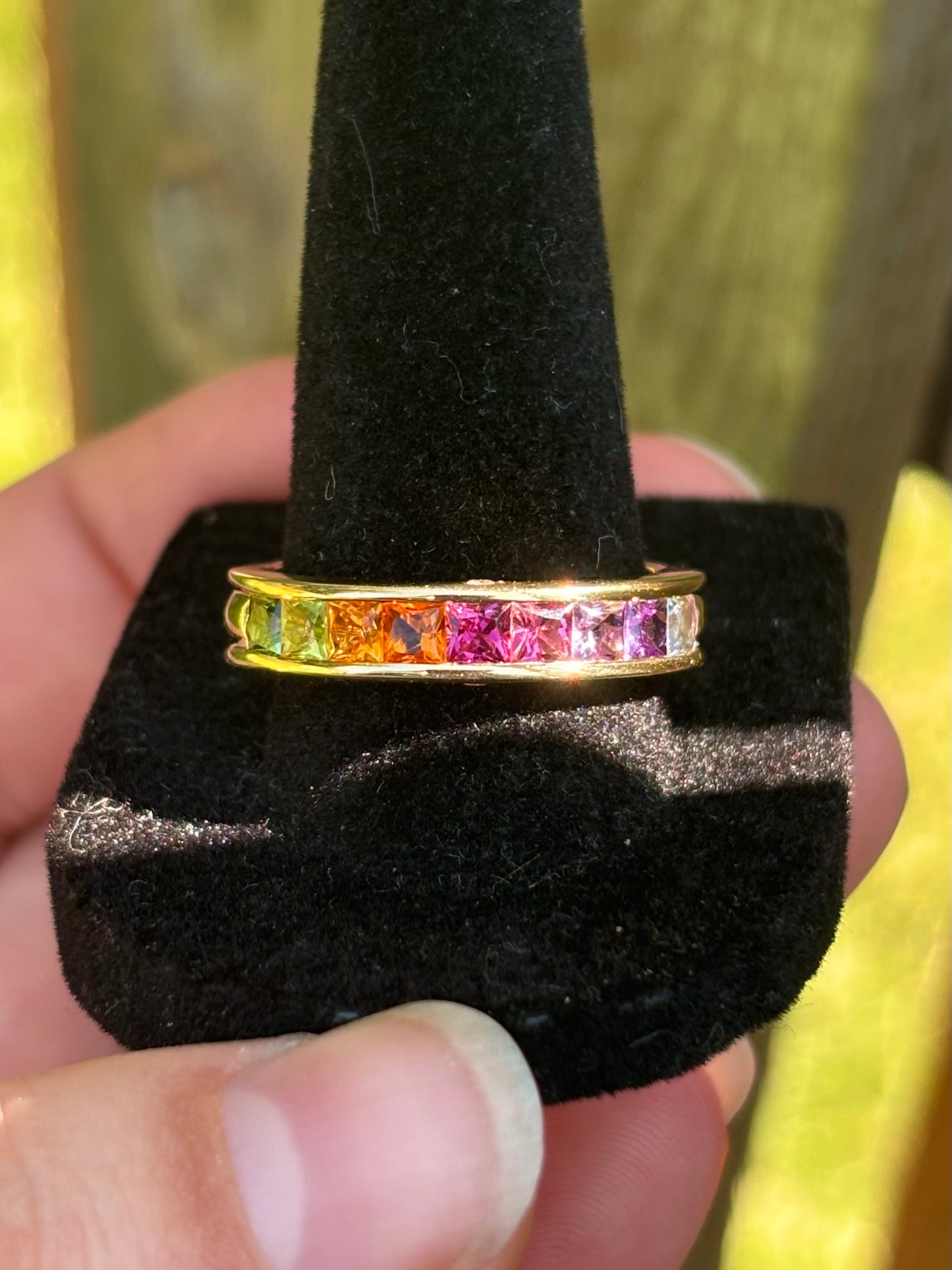 18k Gold Channel Set Multi-Gemstone Ring
