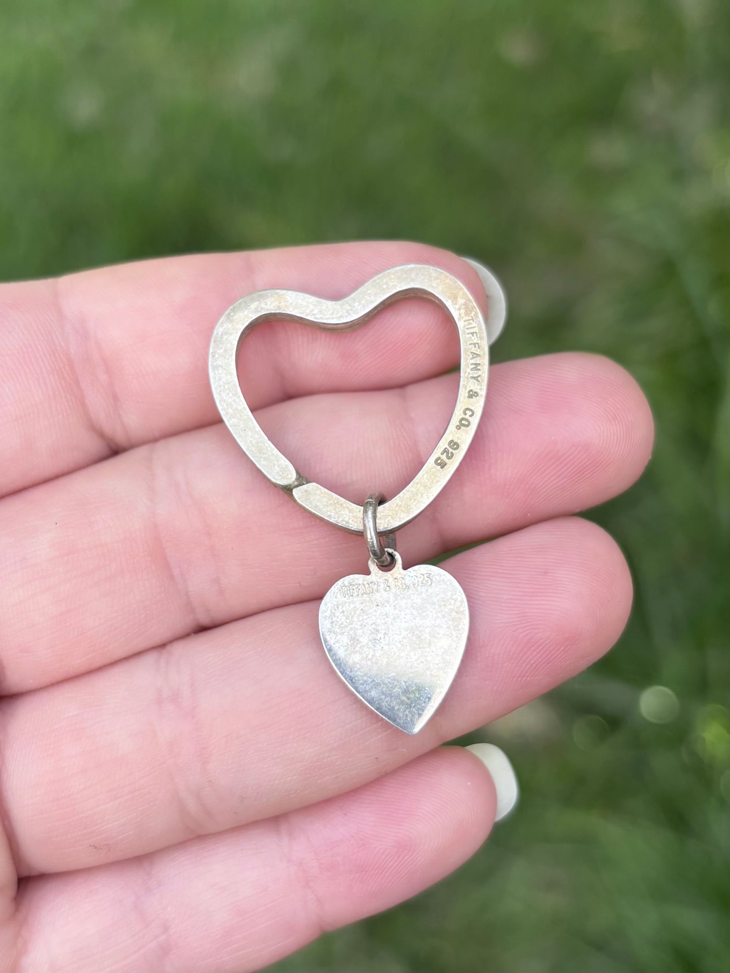 Tiffany & Co. Sterling Silver Heart Key Ring with Heart Charm
