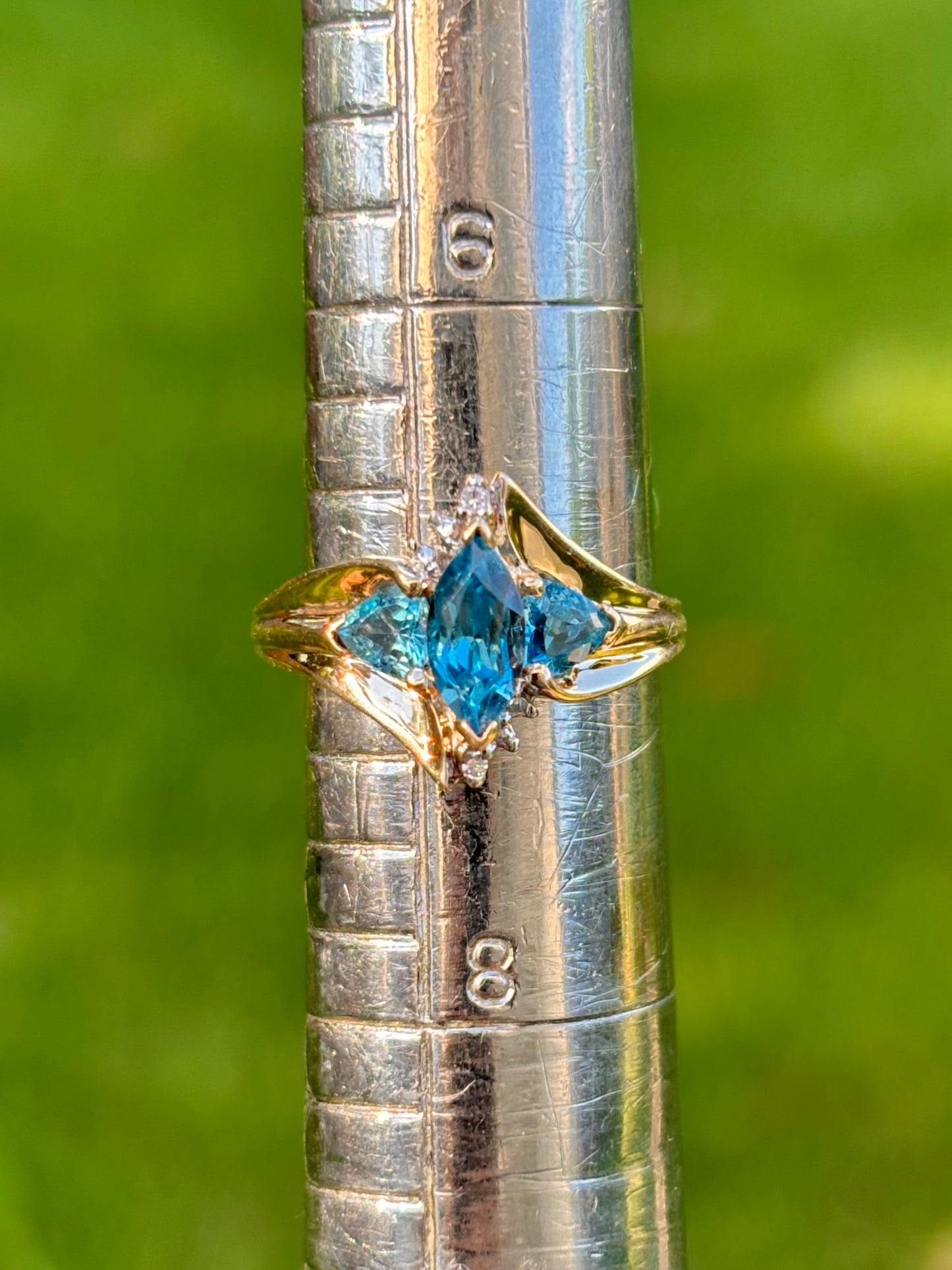 10K Swiss Blue Topaz with Diamond Accents Ring