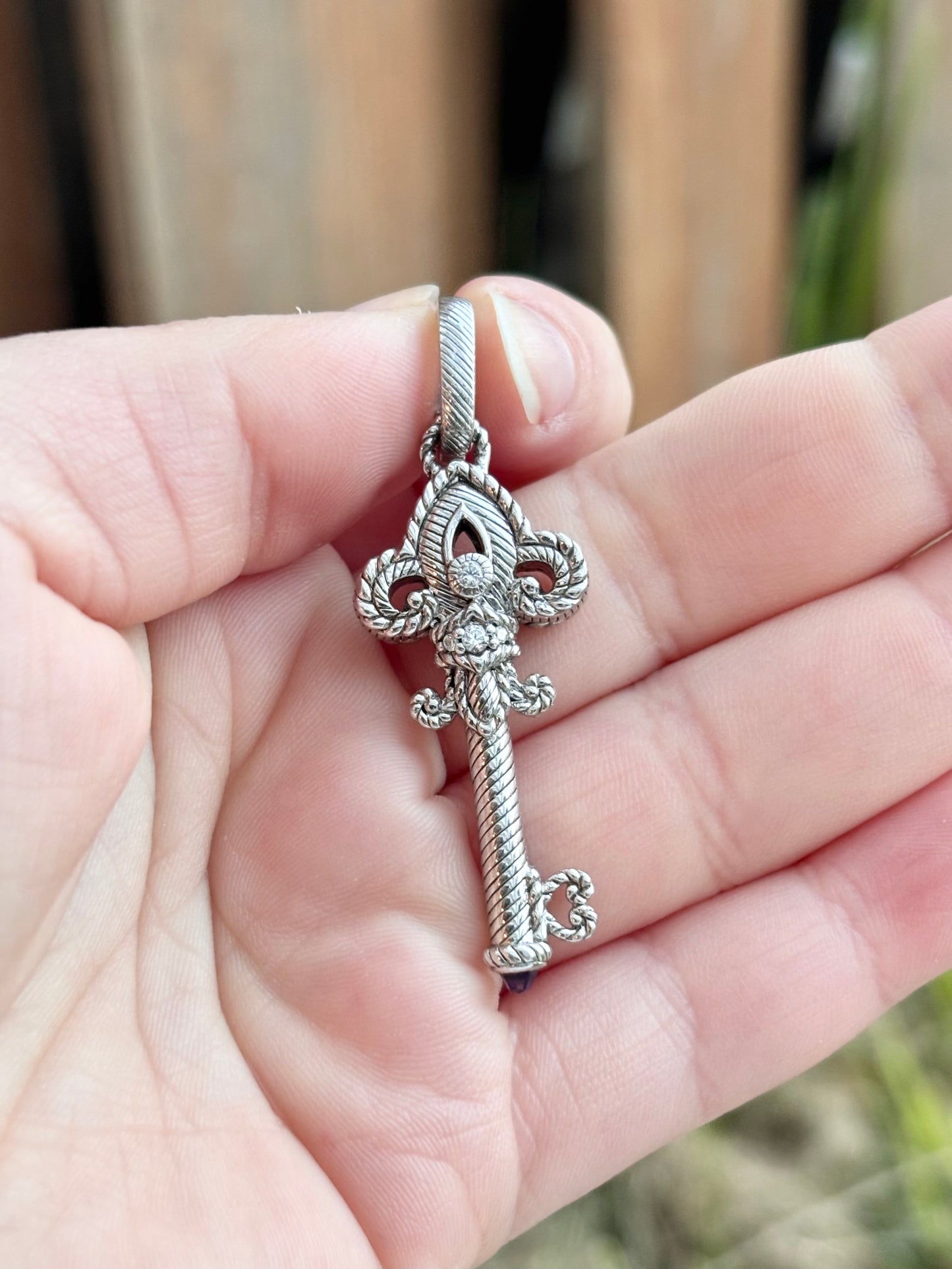 Judith Ripka Key Pendant with Amethyst Accent