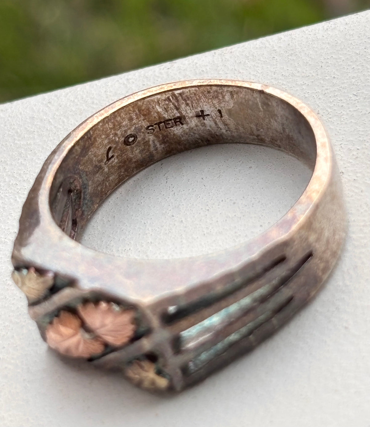Landstrom's Black Hills Gold 10K Rose & Green Gold Sterling Silver Ring - Sz 11