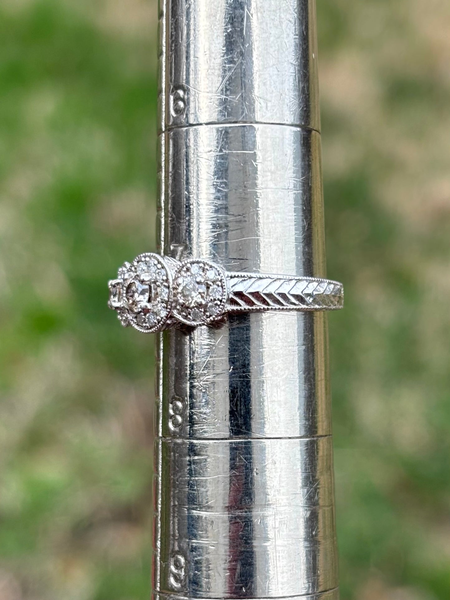 3 Stone Champagne Diamond Halo Ring