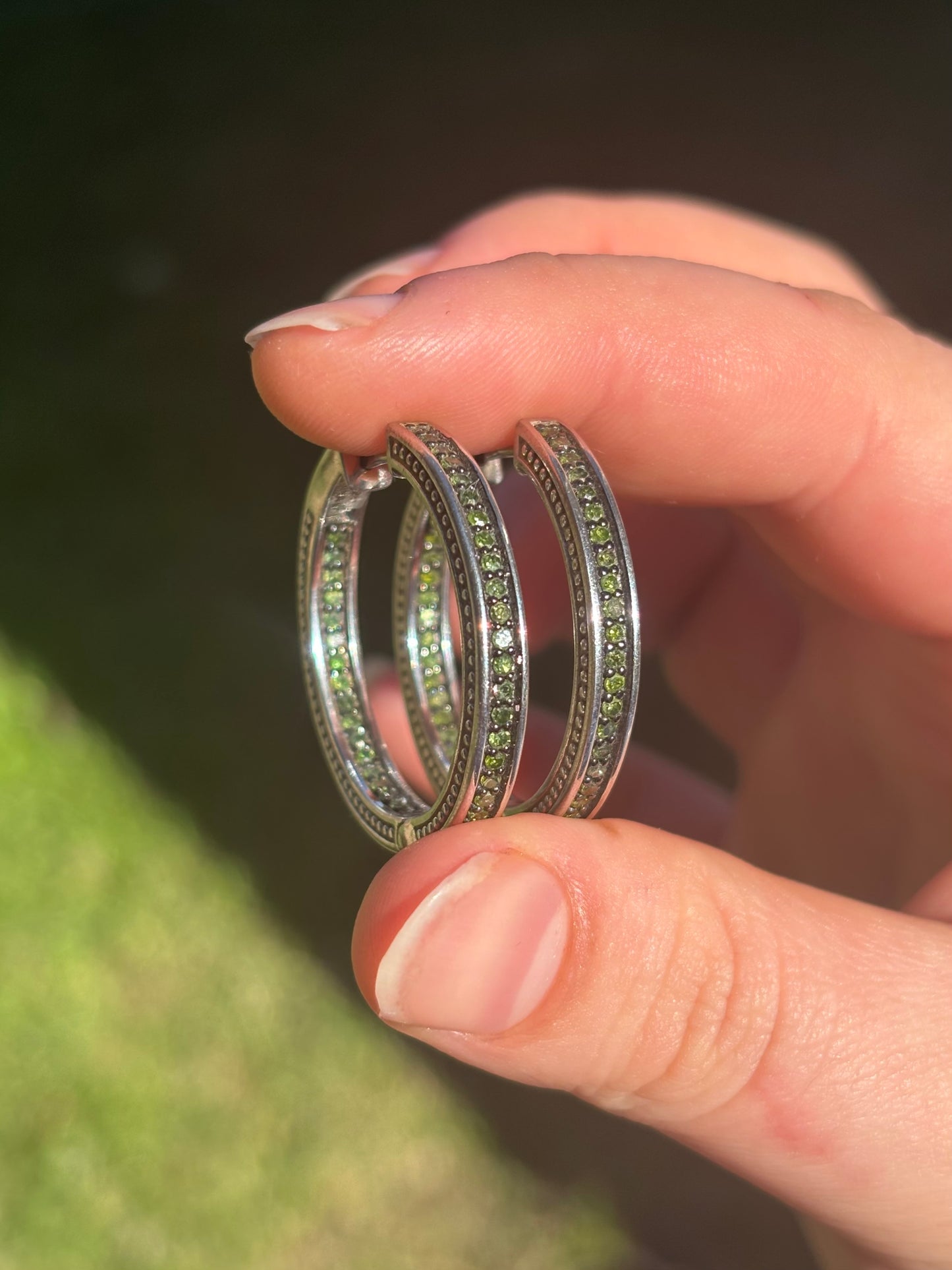 Green Diamond Hoops